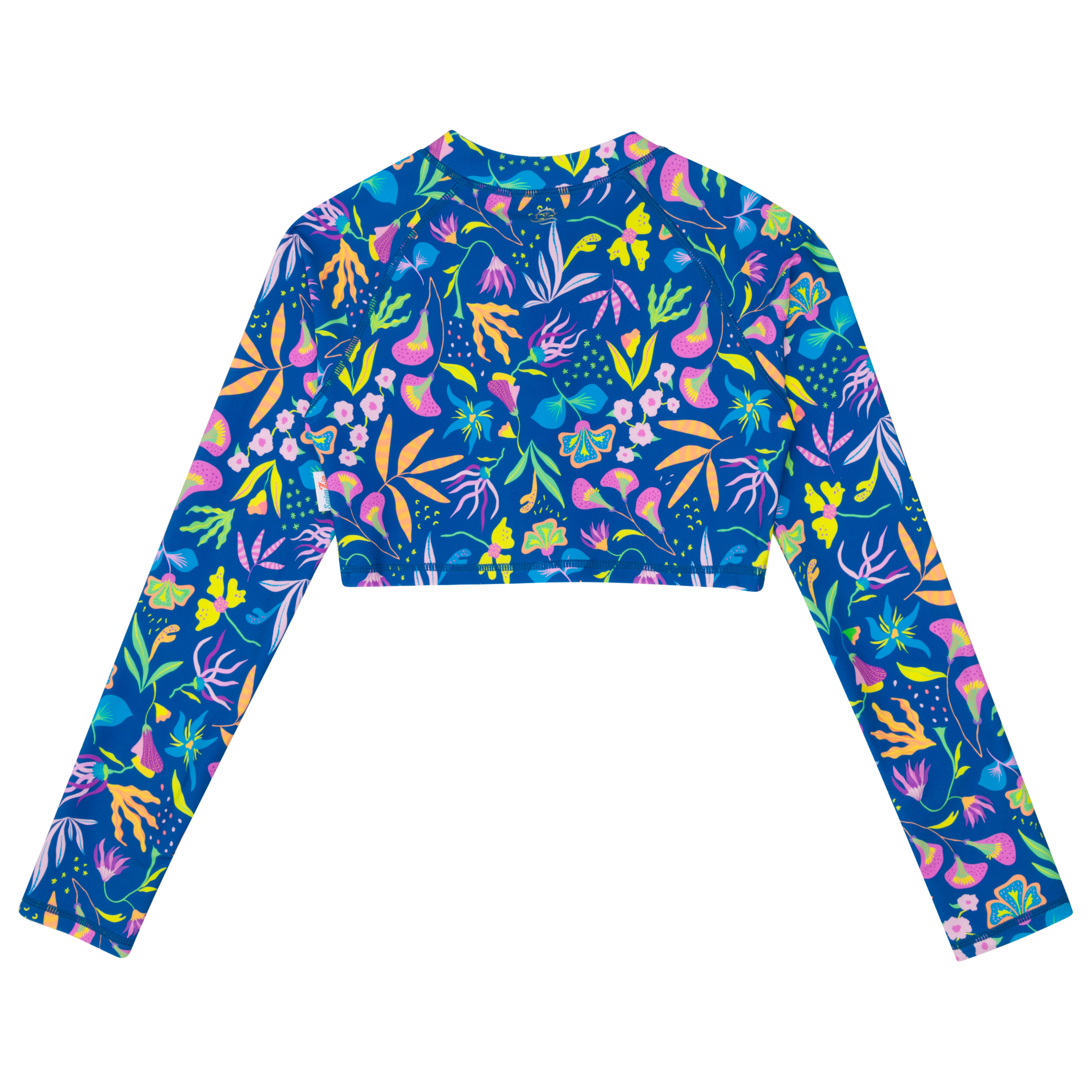 Girls Long Sleeve Crop Rash Guard | "Tropadelic"-SwimZip UPF 50+ Sun Protective Swimwear & UV Zipper Rash Guards-pos9