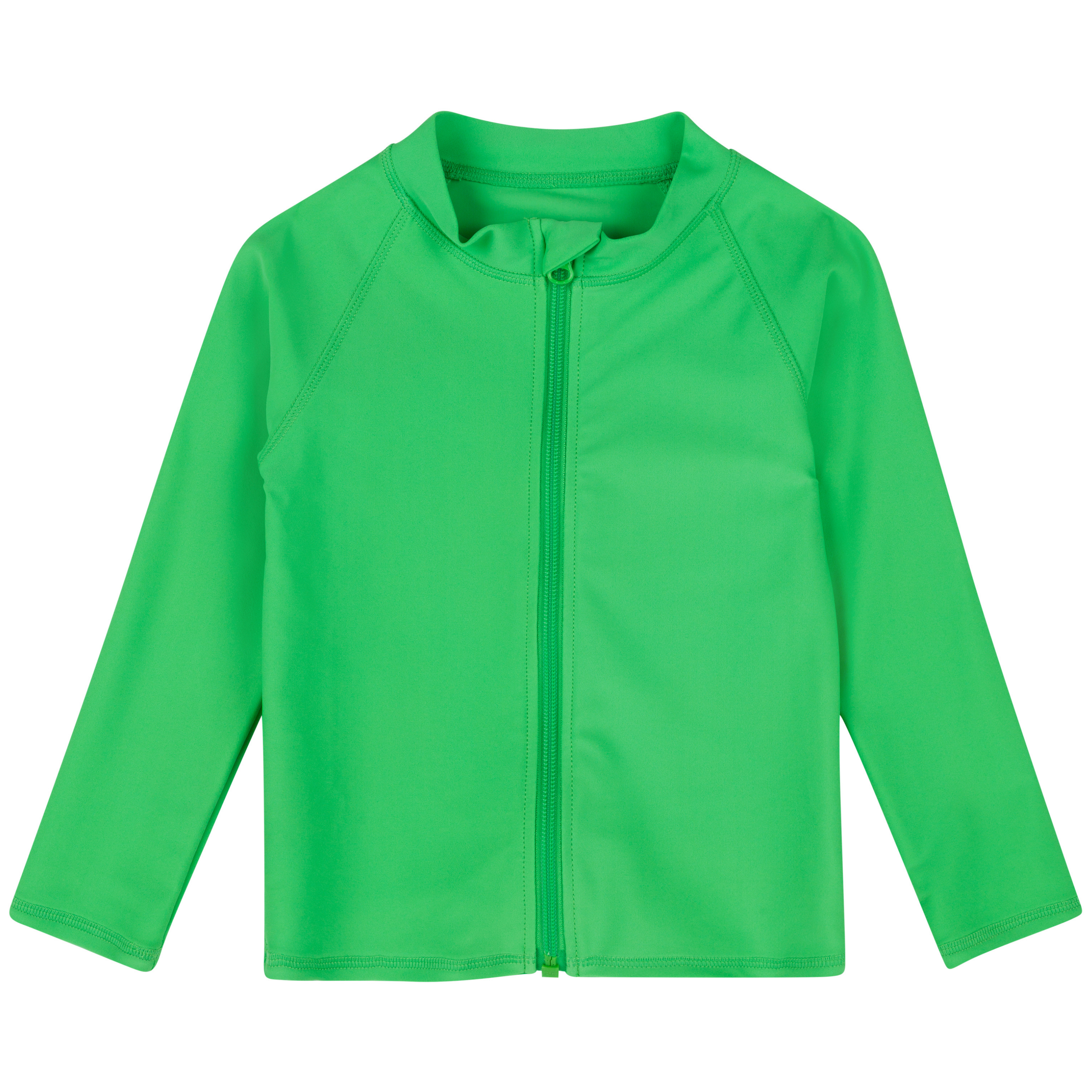 Kids UPF 50+ Long Sleeve Zipper Rash Guard Swim Shirt | "Classic Green"-6-12 Month-Classic Green-SwimZip UPF 50+ Sun Protective Swimwear & UV Zipper Rash Guards-pos1