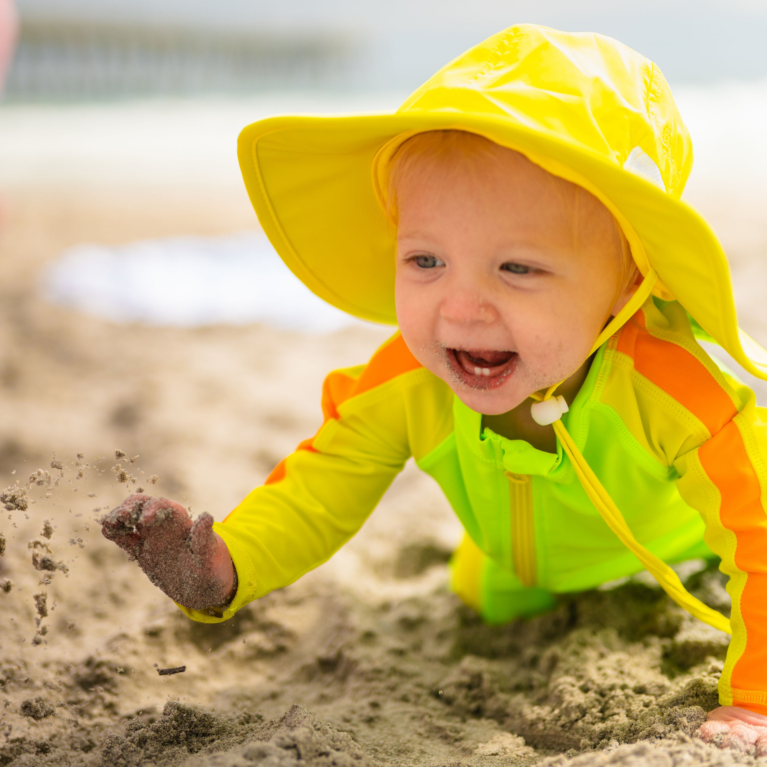 Kids Wide Brim Sun Hat "Fun Sun Day Play Hat" - Sulphur Yellow-SwimZip UPF 50+ Sun Protective Swimwear & UV Zipper Rash Guards-pos3
