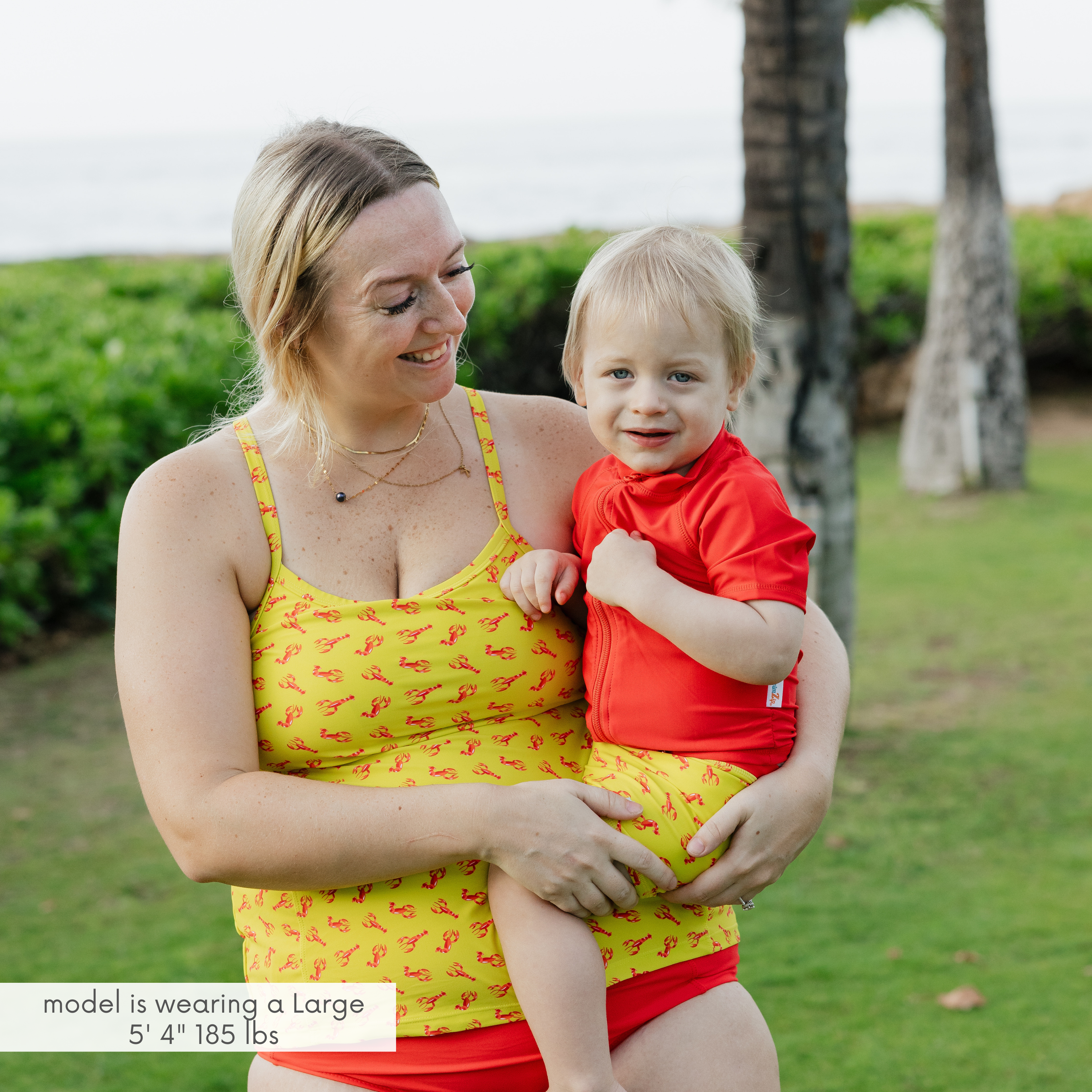 Women’s Strappy A-Line Tankini Top | “Lobster"-SwimZip UPF 50+ Sun Protective Swimwear & UV Zipper Rash Guards-pos2