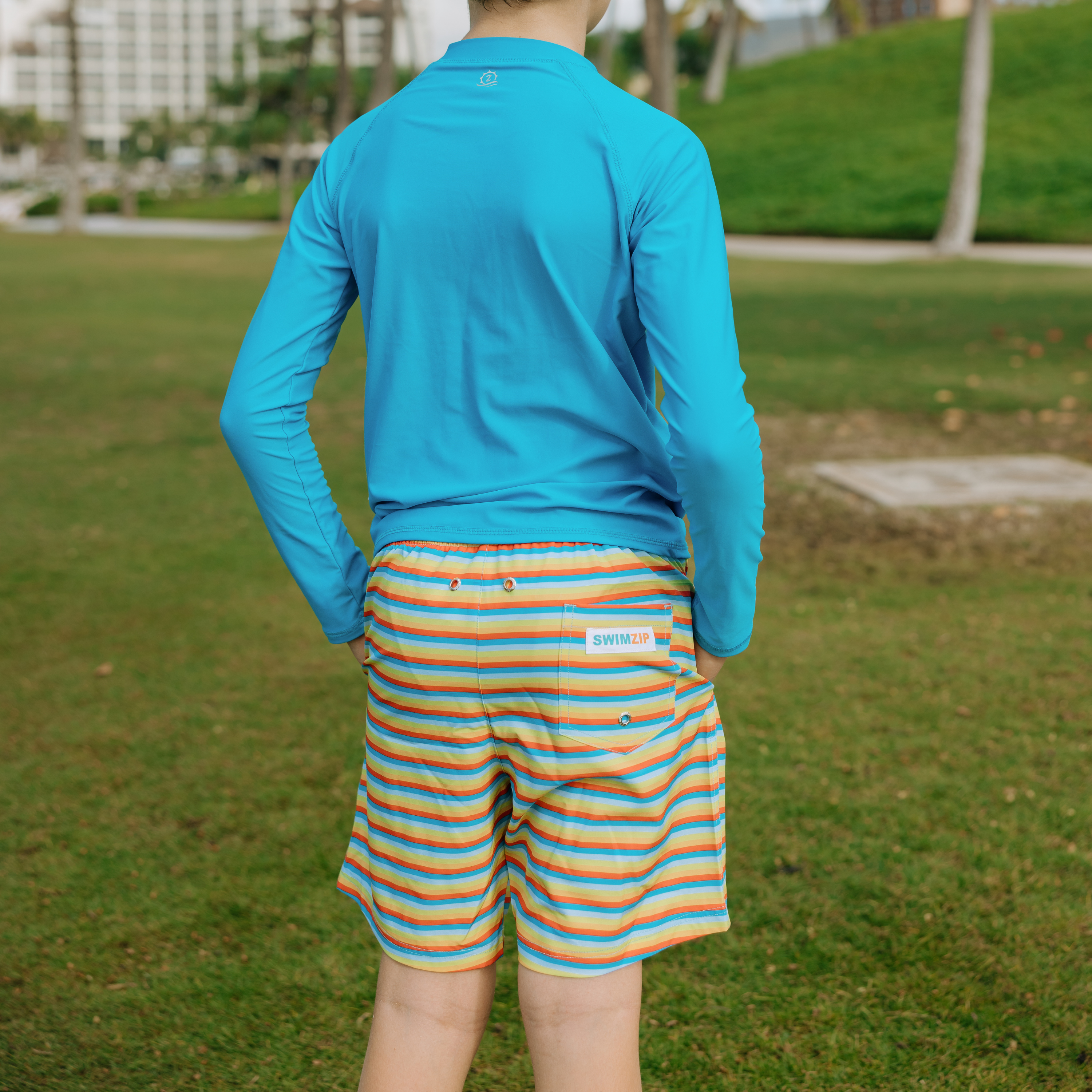 Boys Swim Trunks Boxer Brief Liner (sizes 6-14) | “Sunny Stripe"-SwimZip UPF 50+ Sun Protective Swimwear & UV Zipper Rash Guards-pos5