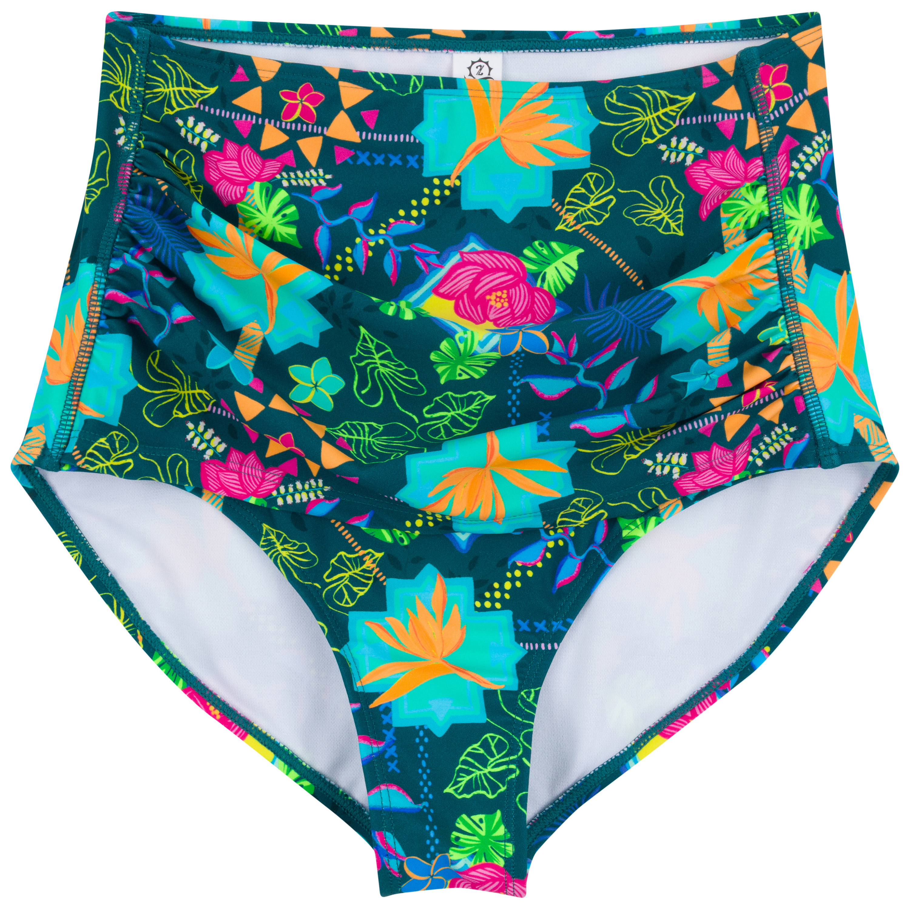 Women's High Waist Bikini Bottoms Ruched | "Summer Max"-XS-Summer Max-SwimZip UPF 50+ Sun Protective Swimwear & UV Zipper Rash Guards-pos1