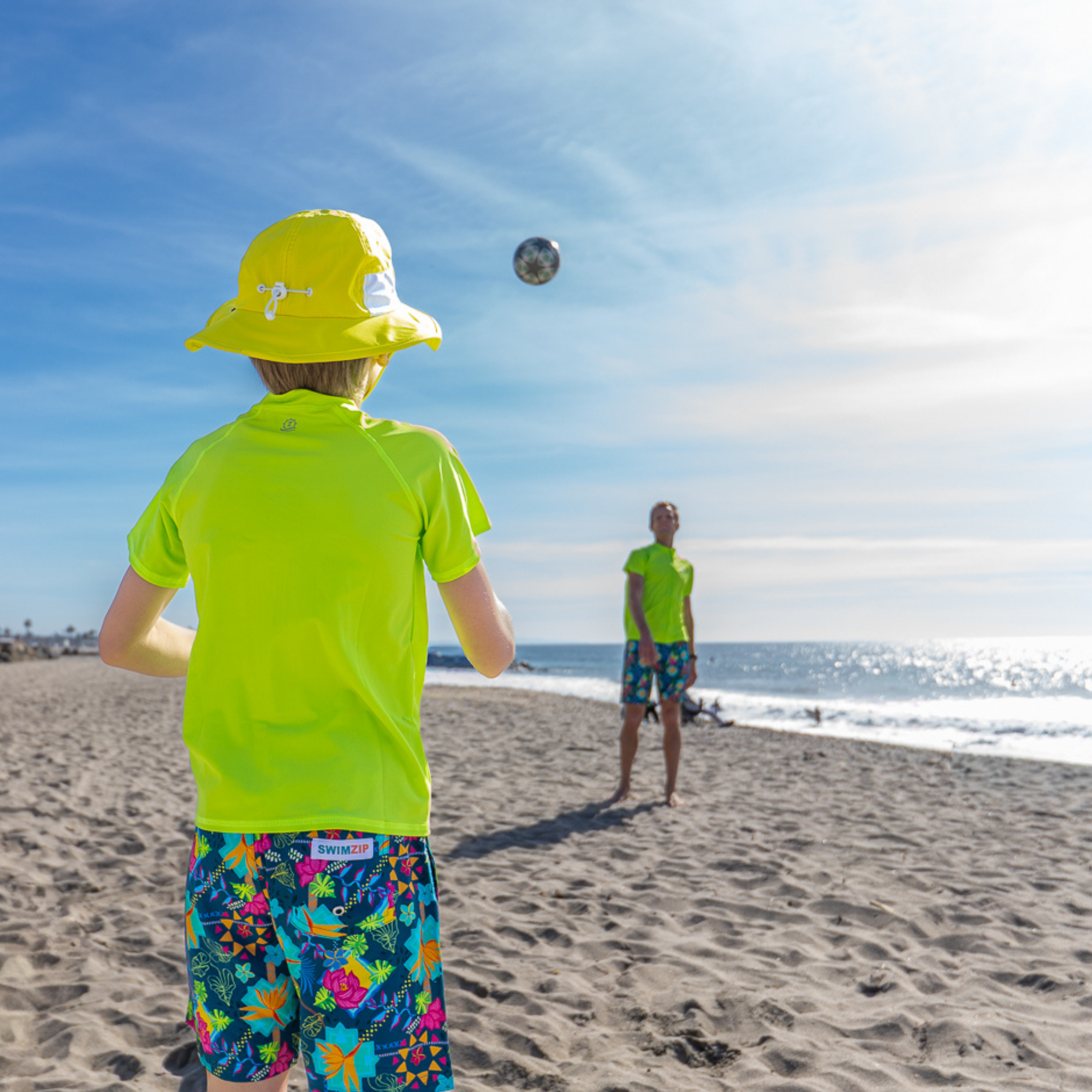 Kids Wide Brim Sun Hat "Fun Sun Day Play Hat" - Sulphur Yellow-SwimZip UPF 50+ Sun Protective Swimwear & UV Zipper Rash Guards-pos6