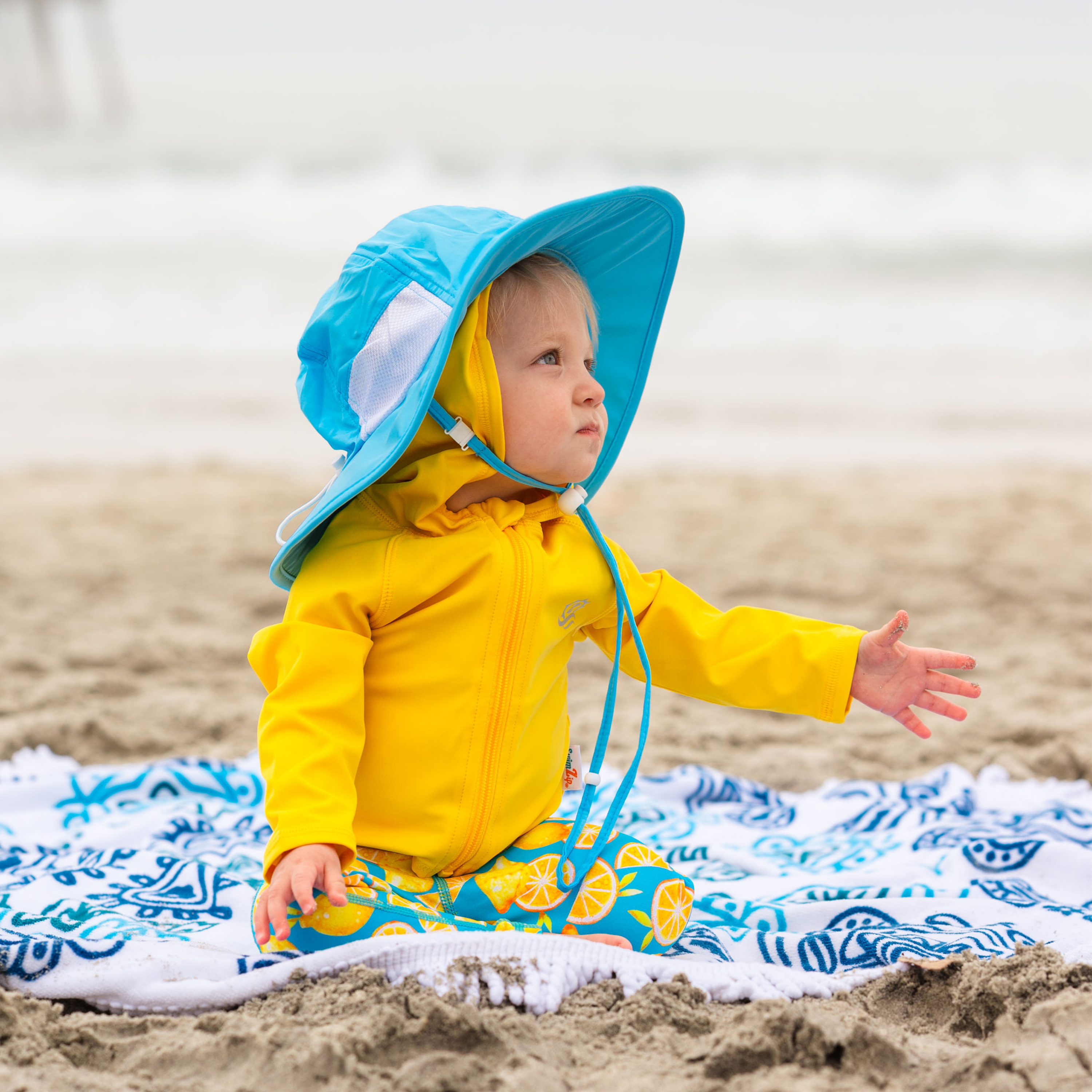 Kids Hooded Long Sleeve Zipper Rash Guard Swim Shirt | "Yellow"-SwimZip UPF 50+ Sun Protective Swimwear & UV Zipper Rash Guards-pos6