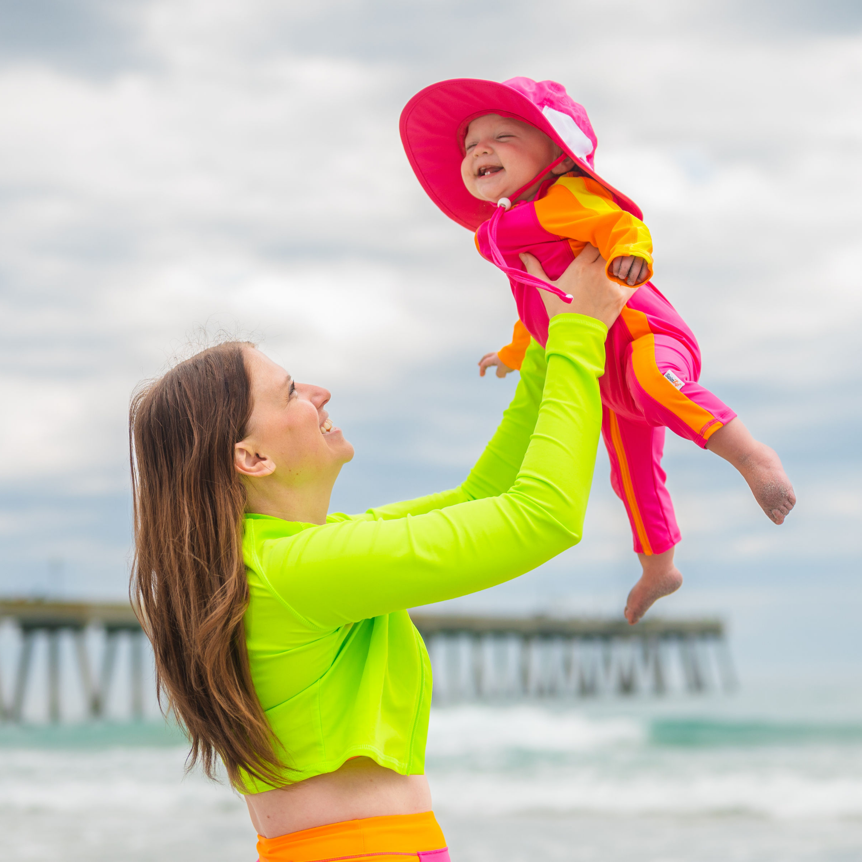 Kids Wide Brim Sun Hat "Fun Sun Day Play Hat" - Manic Magenta-SwimZip UPF 50+ Sun Protective Swimwear & UV Zipper Rash Guards-pos9