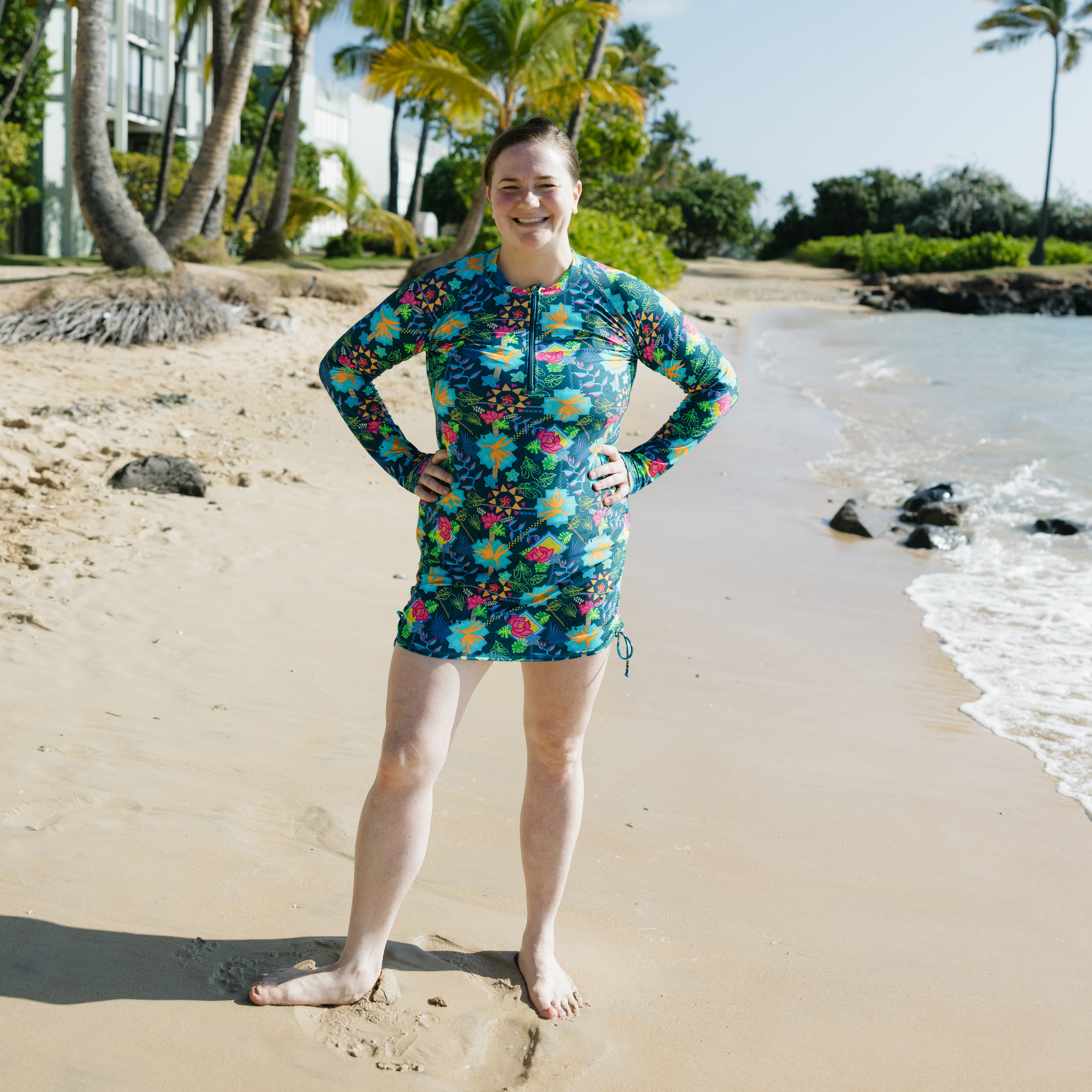 Women's Half Zip Swim Dress Cover Up | "Summer Max"-SwimZip UPF 50+ Sun Protective Swimwear & UV Zipper Rash Guards-pos2