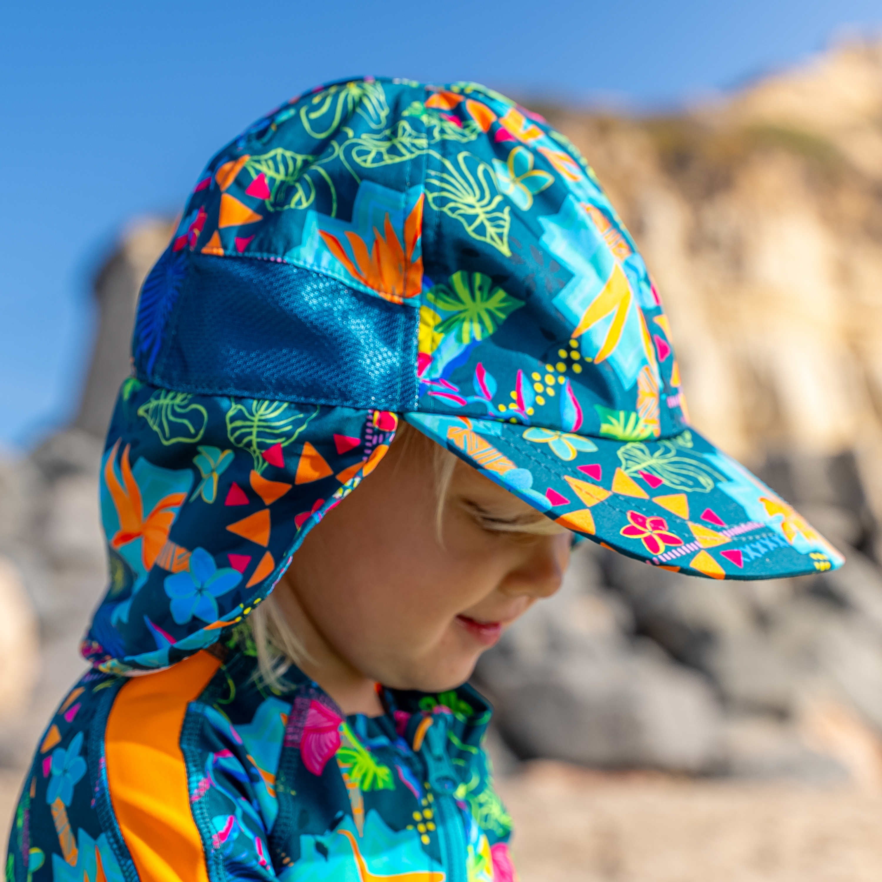 Kids Flap Hat | Summer Max-SwimZip UPF 50+ Sun Protective Swimwear & UV Zipper Rash Guards-pos7