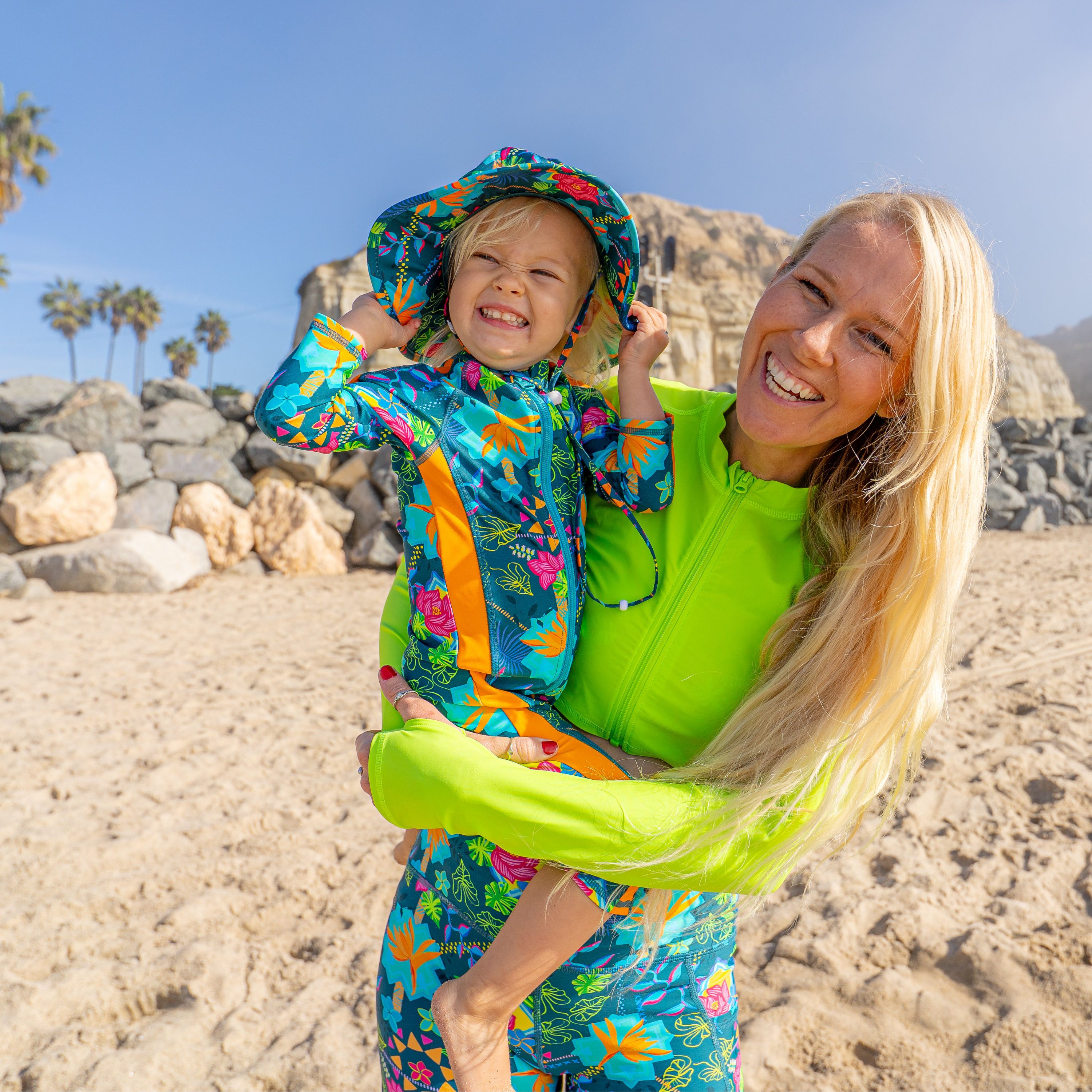 Kids Wide Brim Sun Hat "Fun Sun Day Play Hat" - Summer Max-SwimZip UPF 50+ Sun Protective Swimwear & UV Zipper Rash Guards-pos2