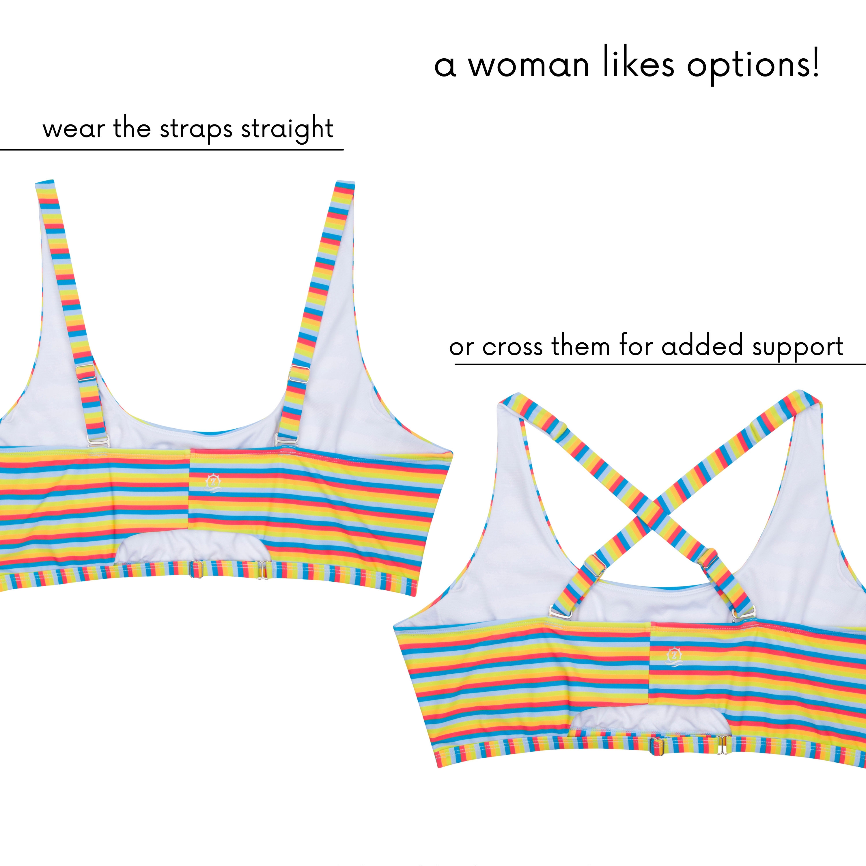 Women's Scoop Neck Bikini Top Plus Size | "Sunny Stripe"-SwimZip UPF 50+ Sun Protective Swimwear & UV Zipper Rash Guards-pos6