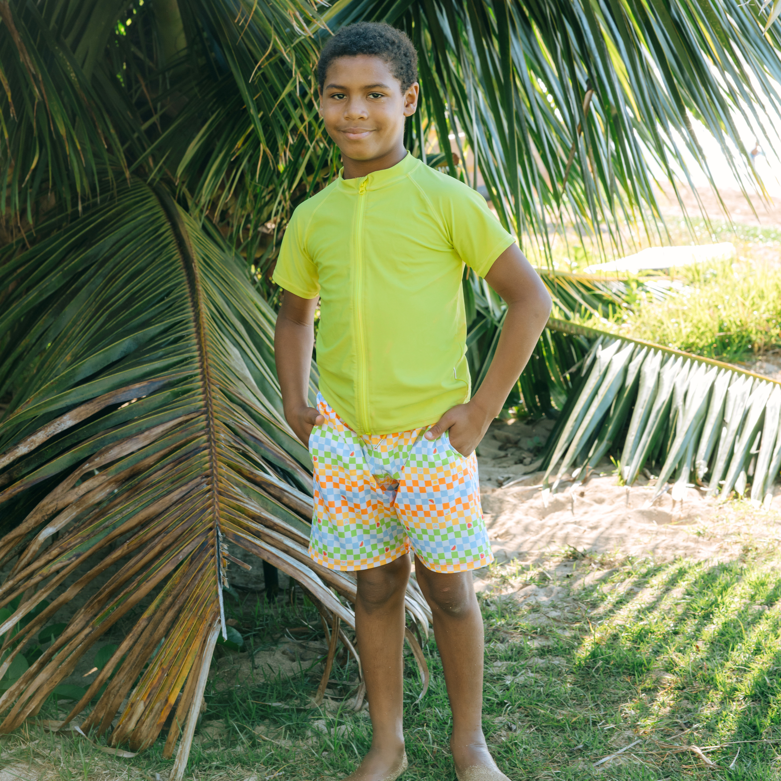 Boys Swim Trunks Boxer Brief Liner (sizes 6-14) | “Gamified"-SwimZip UPF 50+ Sun Protective Swimwear & UV Zipper Rash Guards-pos3