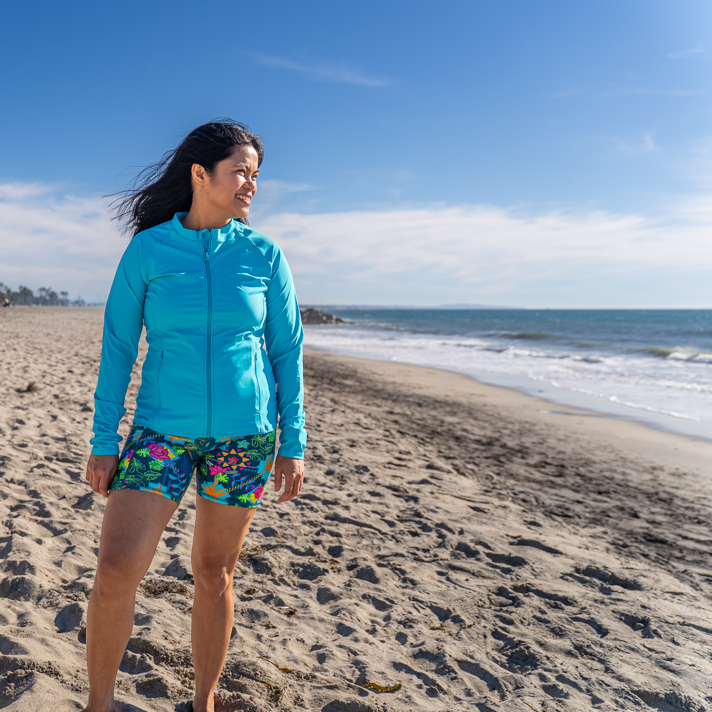 Women's Long Swim Bike Short with Pocket | “Summer Max"-SwimZip UPF 50+ Sun Protective Swimwear & UV Zipper Rash Guards-pos6