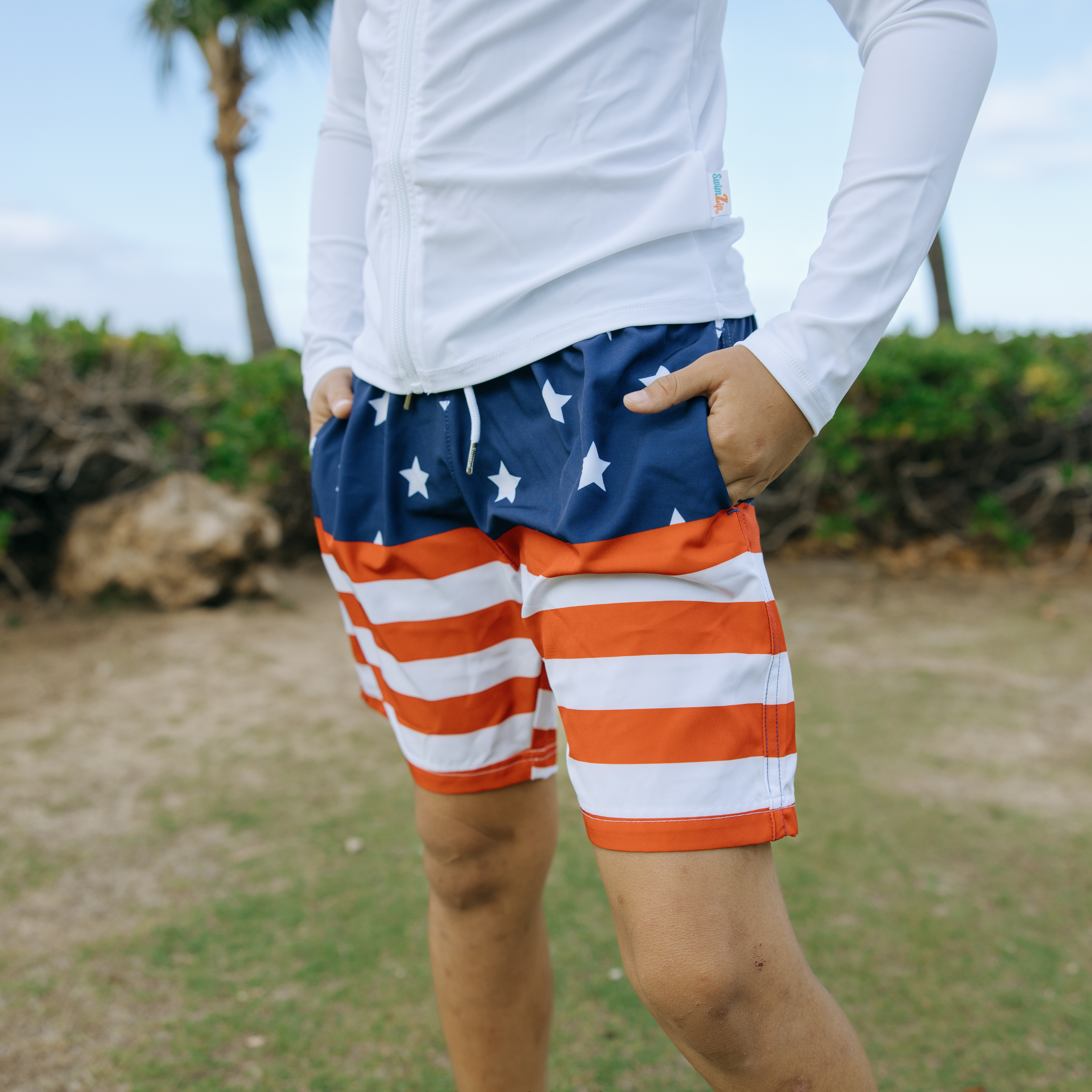 Boys Swim Trunks Boxer Brief Liner (sizes 6-14) | “Americana"-SwimZip UPF 50+ Sun Protective Swimwear & UV Zipper Rash Guards-pos3