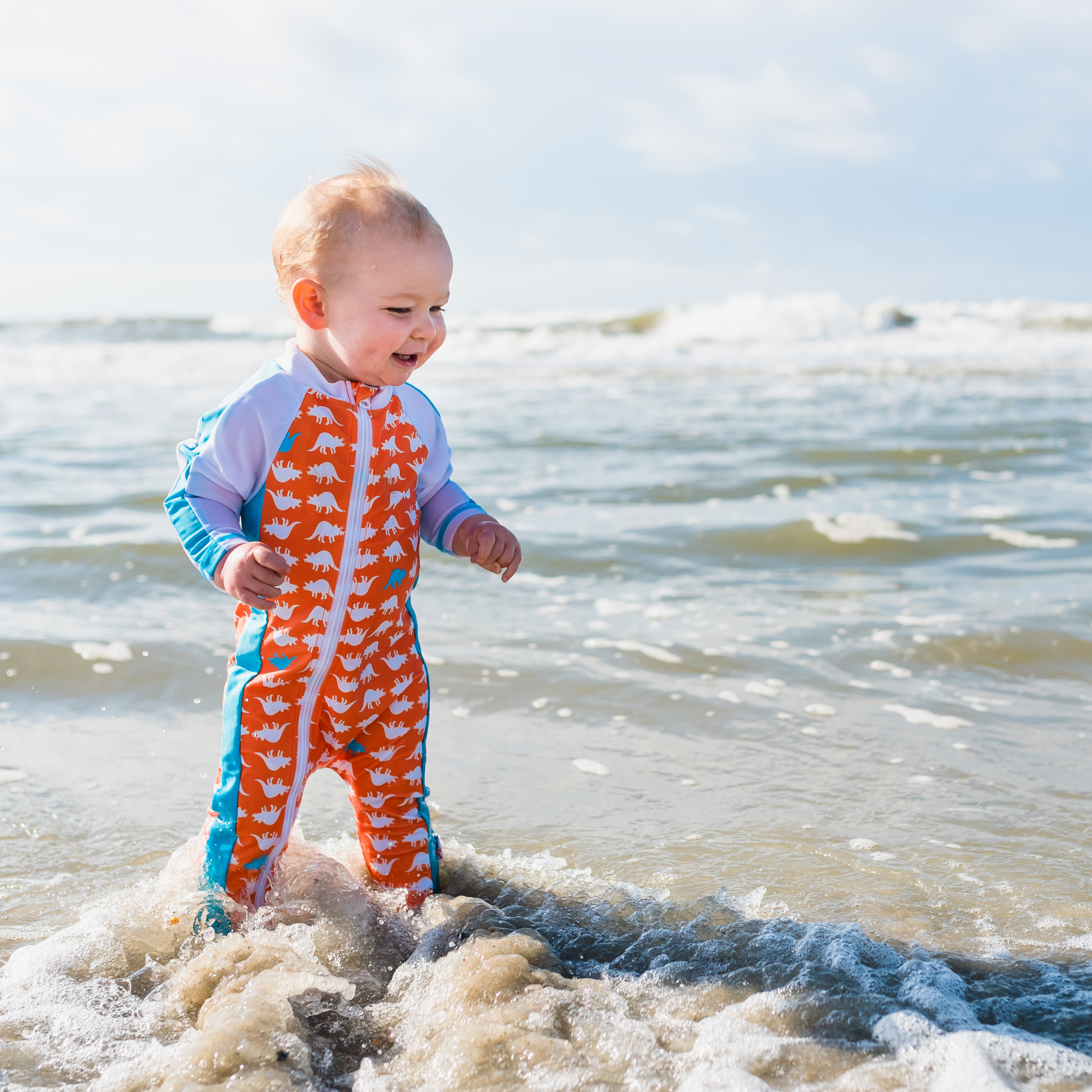 Sunsuit - Long Sleeve Romper Swimsuit | "Dino-Mite"-SwimZip UPF 50+ Sun Protective Swimwear & UV Zipper Rash Guards-pos2