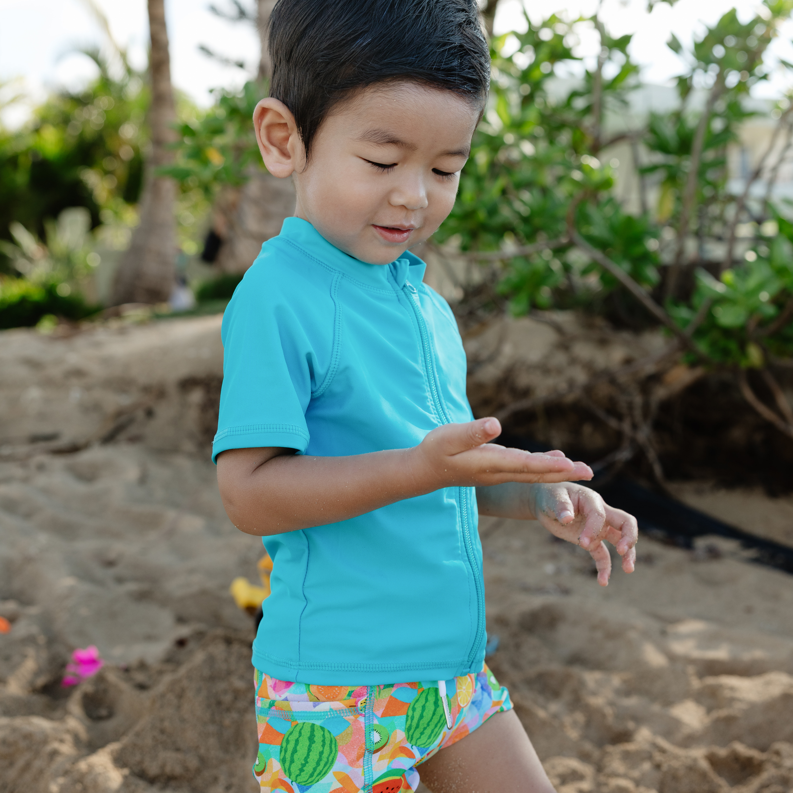 Kids Short Sleeve Zipper Rash Guard Swim Shirt | “Scuba Blue”-SwimZip UPF 50+ Sun Protective Swimwear & UV Zipper Rash Guards-pos9