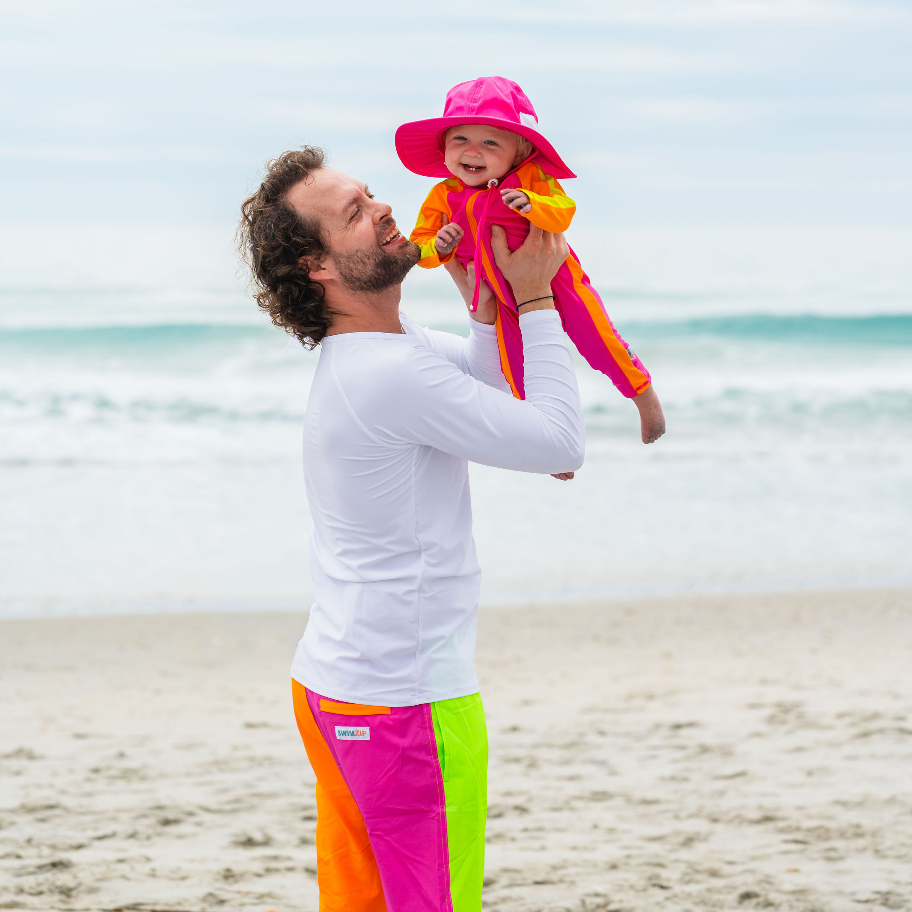 Kids Wide Brim Sun Hat "Fun Sun Day Play Hat" - Manic Magenta-SwimZip UPF 50+ Sun Protective Swimwear & UV Zipper Rash Guards-pos3