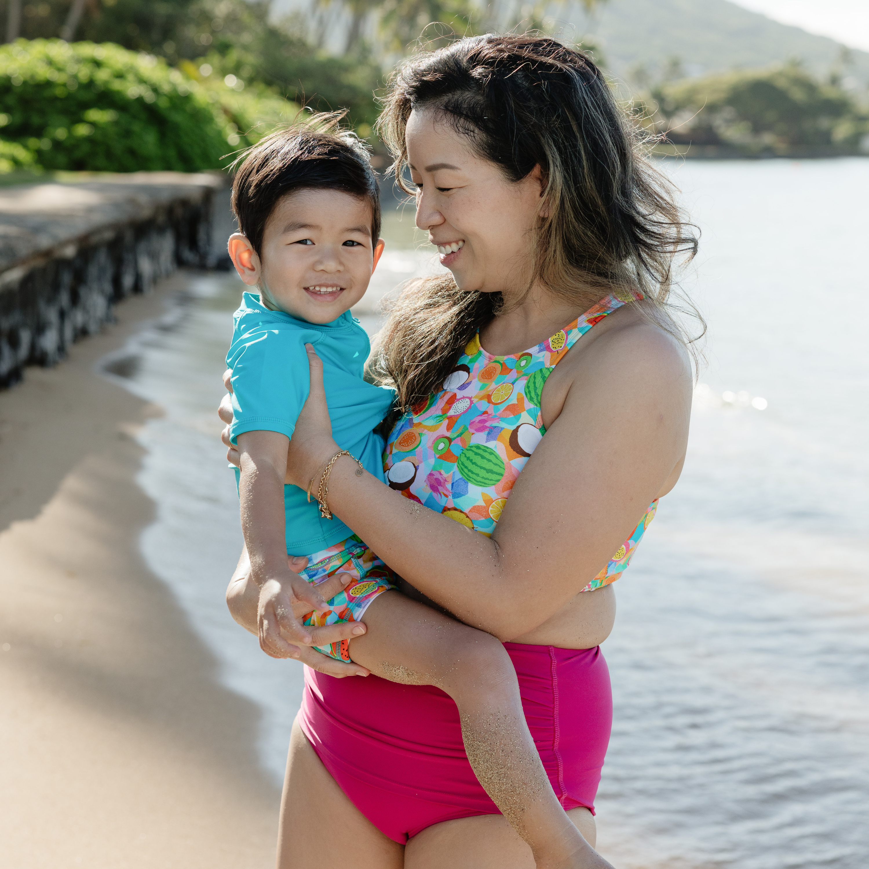 Kids Euro Swim Shorties | "Fruit Salad"-SwimZip UPF 50+ Sun Protective Swimwear & UV Zipper Rash Guards-pos3