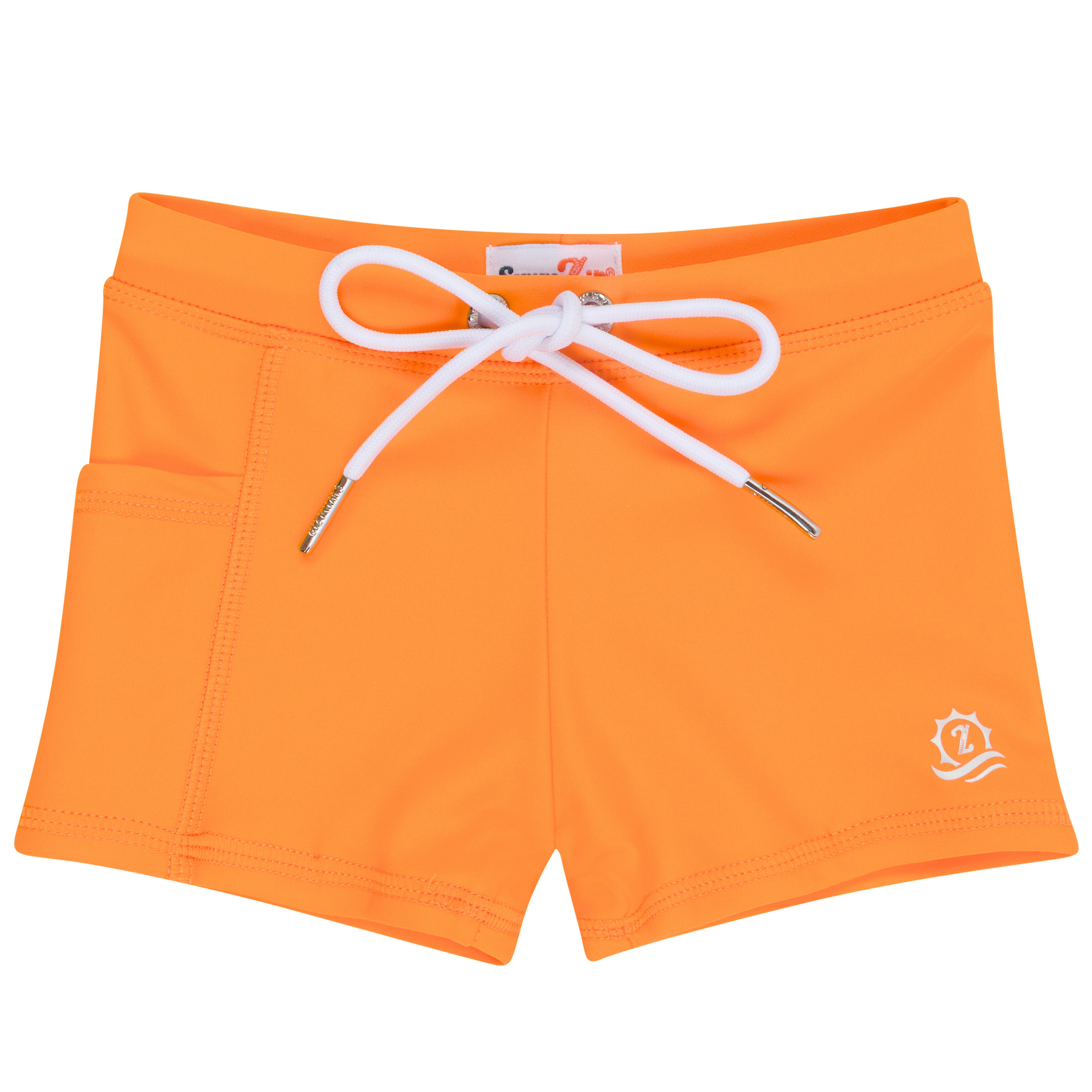 Kids Euro Swim Shorties | "Orange"-6-12 Month-Orange-SwimZip UPF 50+ Sun Protective Swimwear & UV Zipper Rash Guards-pos1