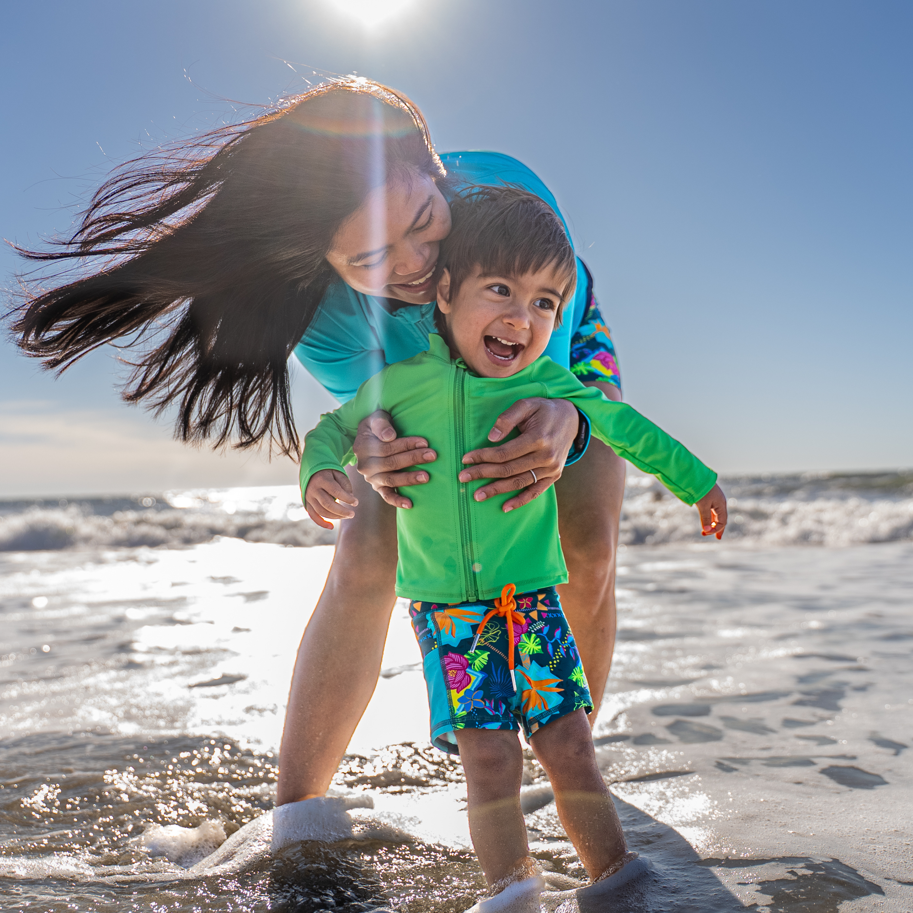 Kids Euro Swim Shorties | "Summer Max"-SwimZip UPF 50+ Sun Protective Swimwear & UV Zipper Rash Guards-pos3