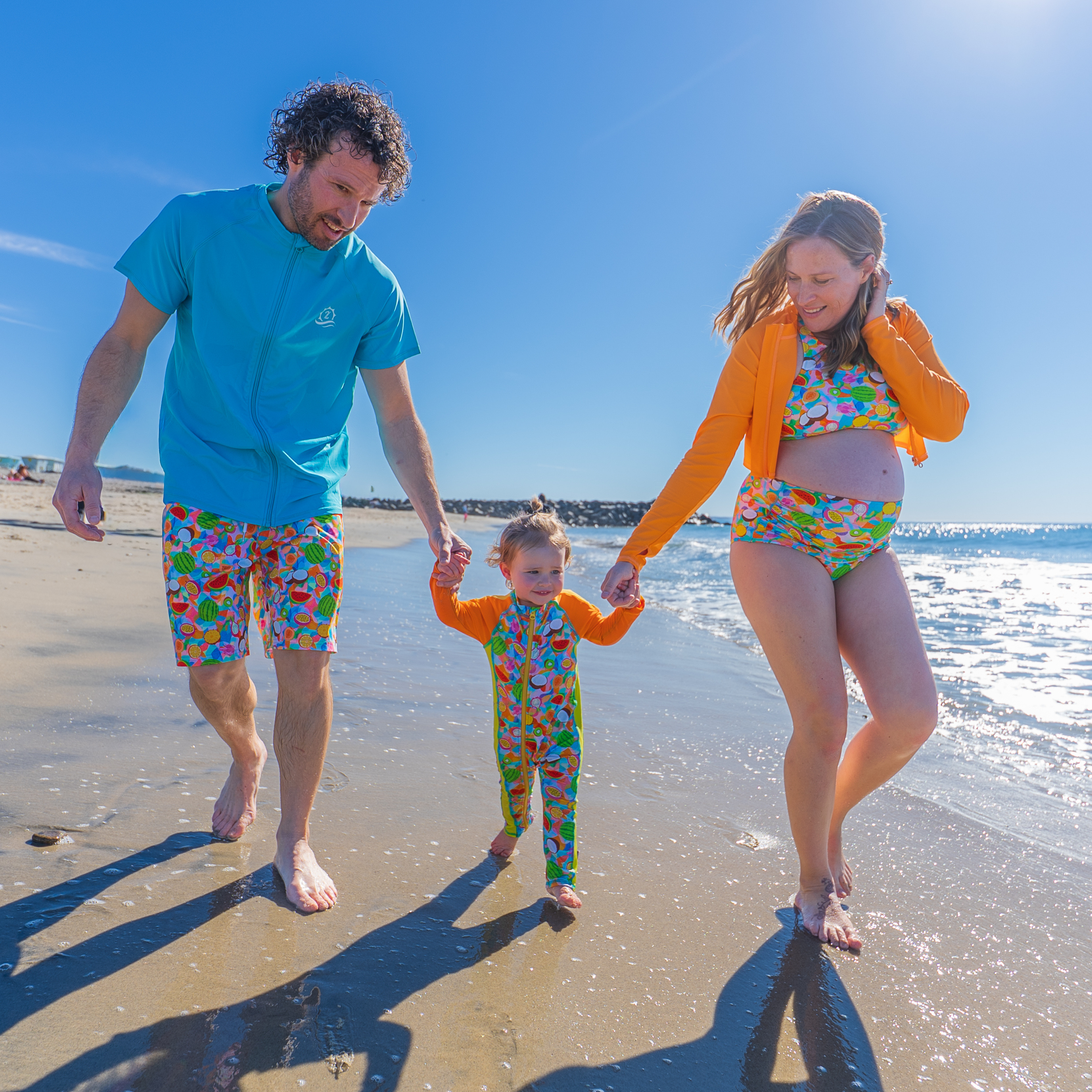 Sunsuit - Long Sleeve Romper Swimsuit | "Fruit Salad"-SwimZip UPF 50+ Sun Protective Swimwear & UV Zipper Rash Guards-pos3