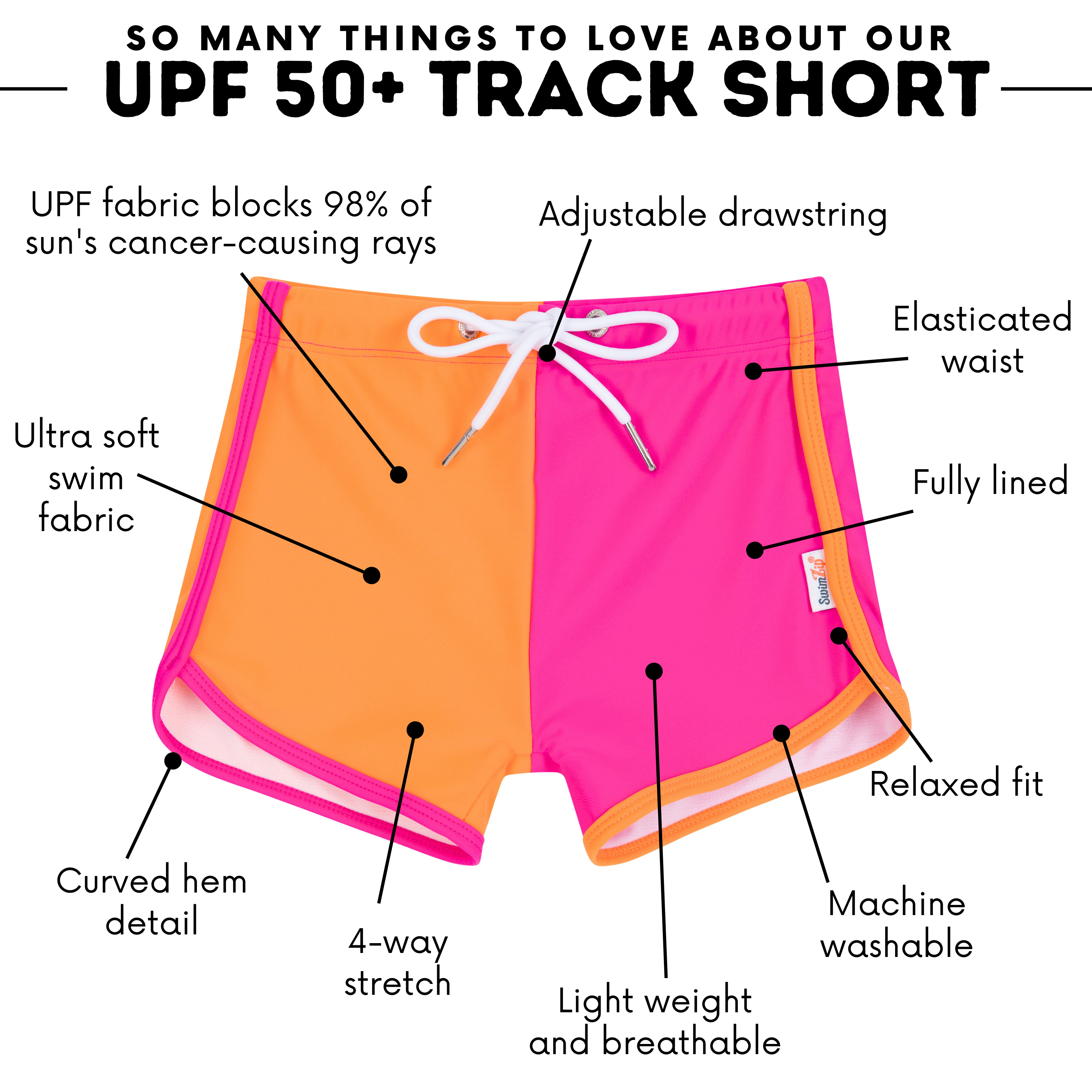 Kids Swim Track Shorts | "Surge"-SwimZip UPF 50+ Sun Protective Swimwear & UV Zipper Rash Guards-pos4