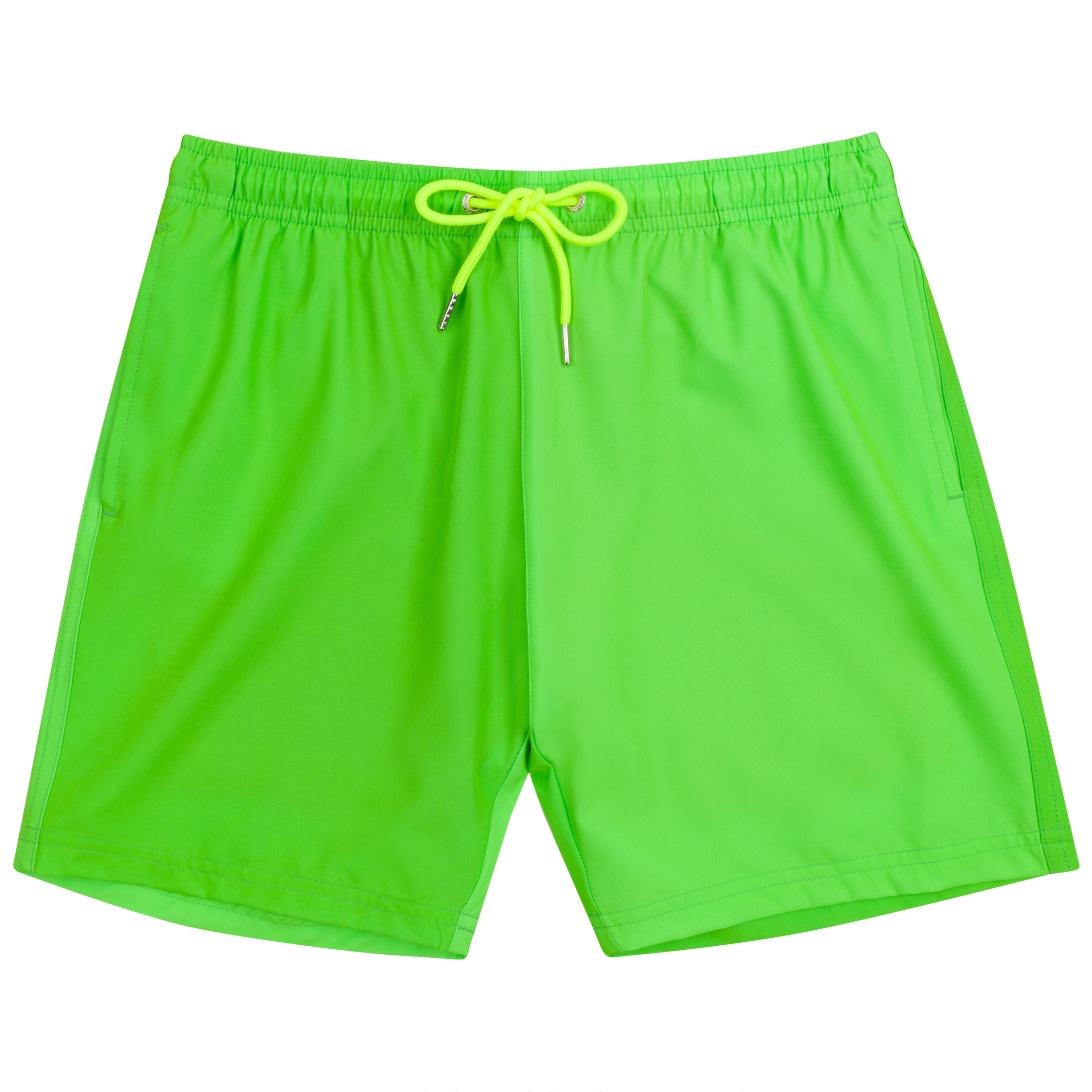 Boys Swim Trunks Boxer Brief Liner (sizes 6-14) | “Neon Green"-6-8-Neon Green-SwimZip UPF 50+ Sun Protective Swimwear & UV Zipper Rash Guards-pos1