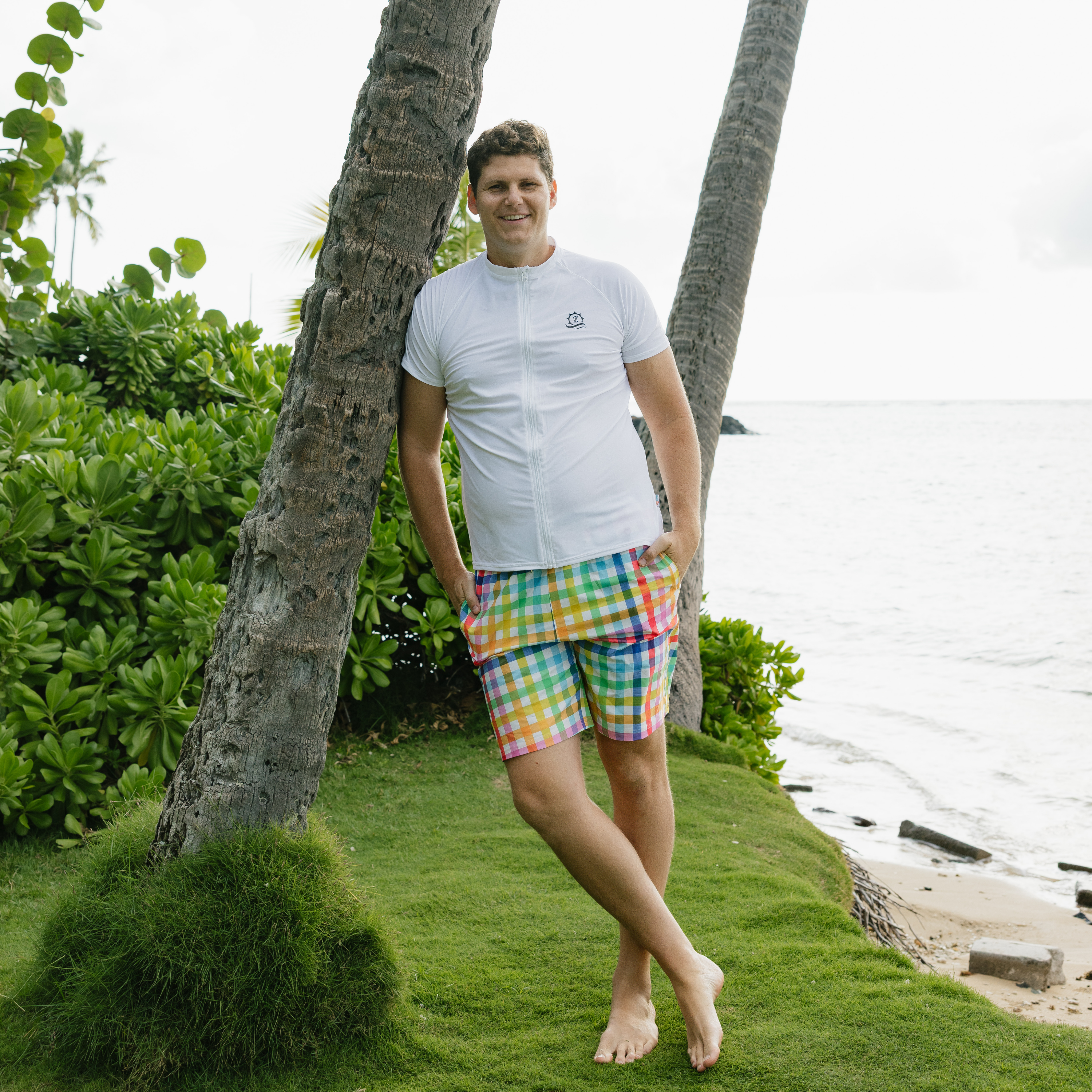 Men's 8" Swim Trunks Boxer Brief Liner | "Picnic Party"-SwimZip UPF 50+ Sun Protective Swimwear & UV Zipper Rash Guards-pos2