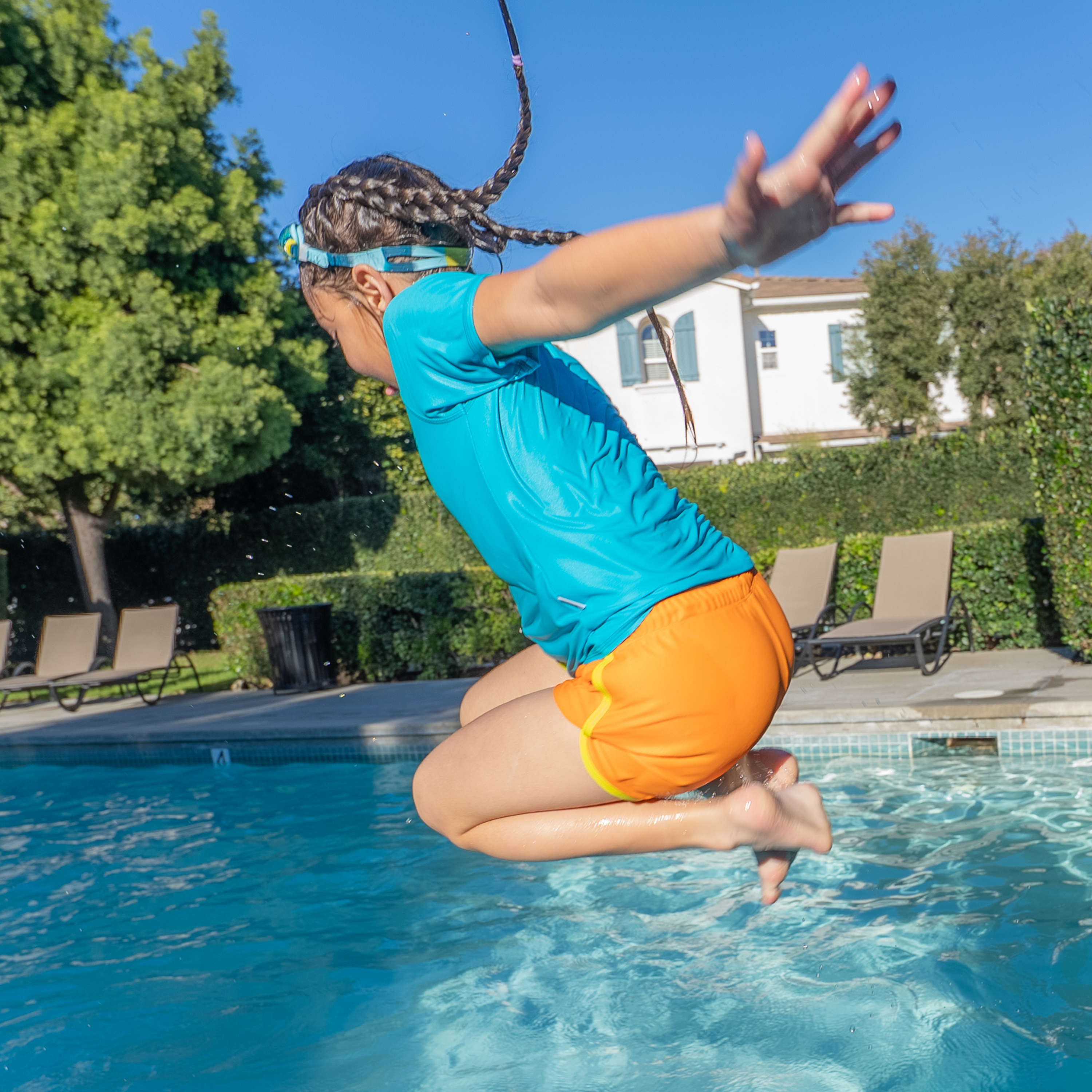 Kids Swim Track Shorts | "Orange"-SwimZip UPF 50+ Sun Protective Swimwear & UV Zipper Rash Guards-pos3