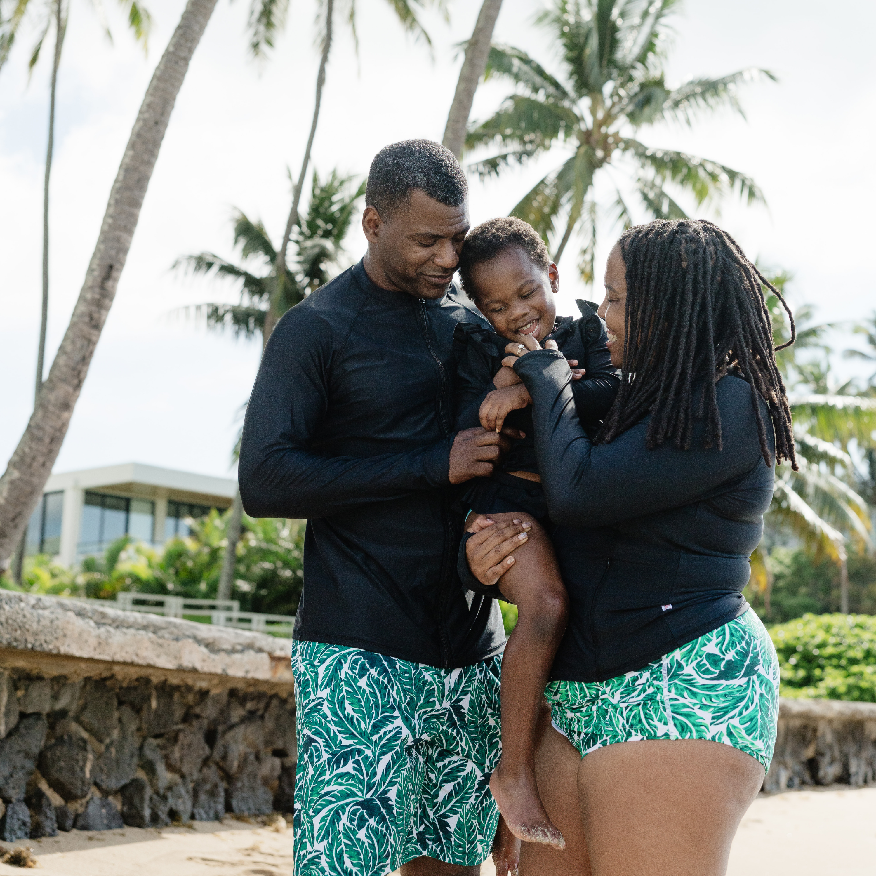 Women's High Waist Bikini Bottoms Ruched | "Palm Leaf"-SwimZip UPF 50+ Sun Protective Swimwear & UV Zipper Rash Guards-pos10