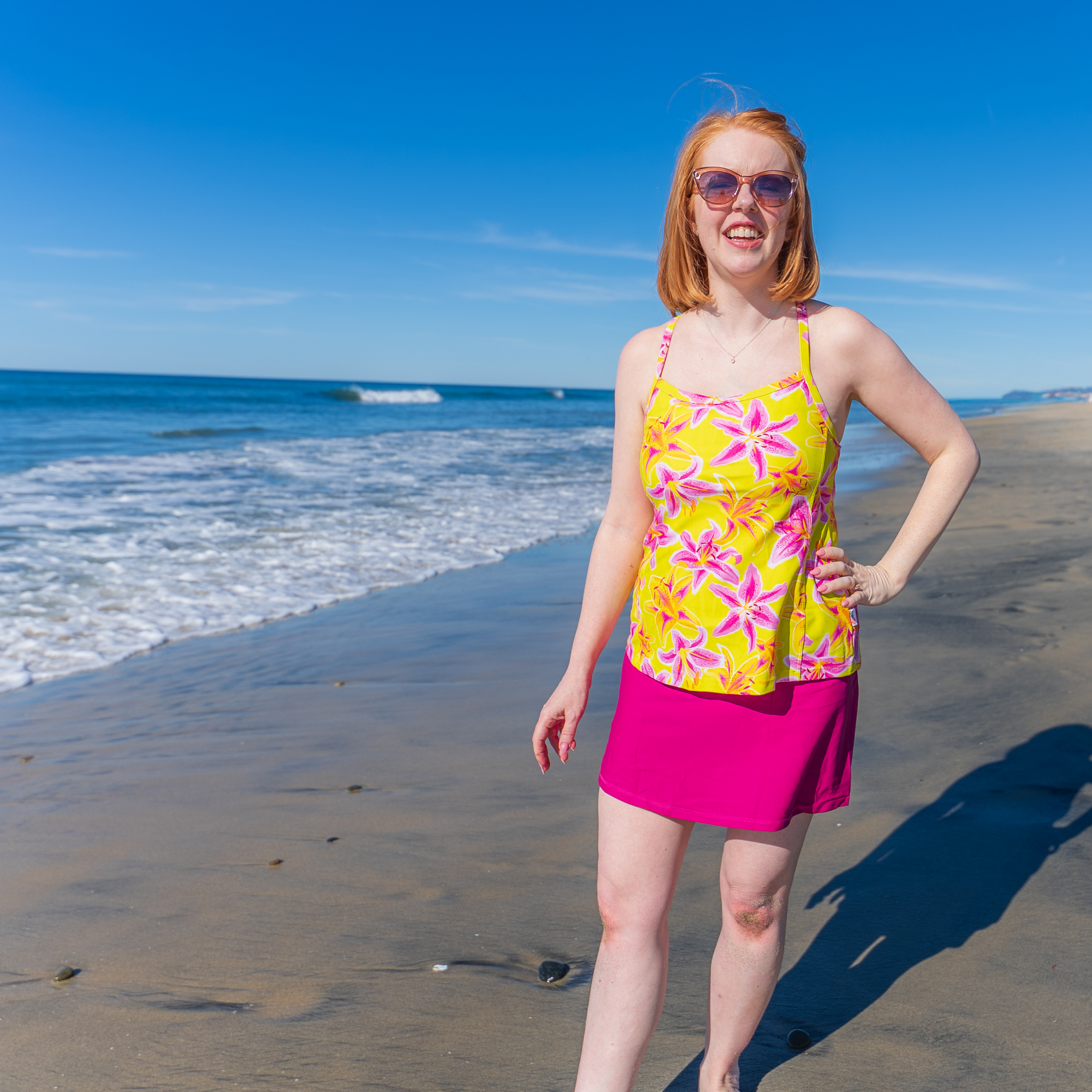 Women’s Strappy A-Line Tankini Top | “Floral Takeover"-SwimZip UPF 50+ Sun Protective Swimwear & UV Zipper Rash Guards-pos3