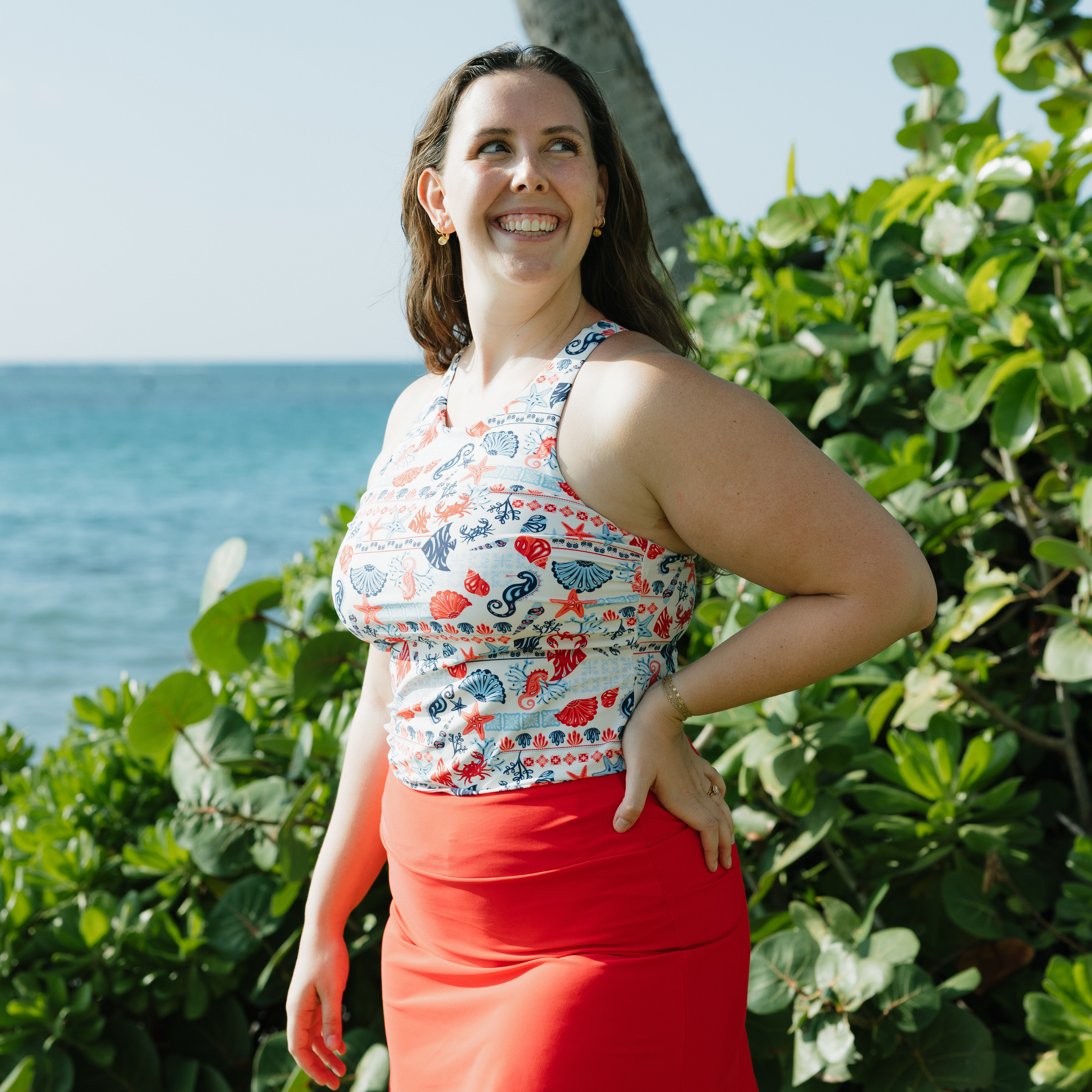 Women’s High Neck Fitted Tankini Top | “Marina"-SwimZip UPF 50+ Sun Protective Swimwear & UV Zipper Rash Guards-pos2