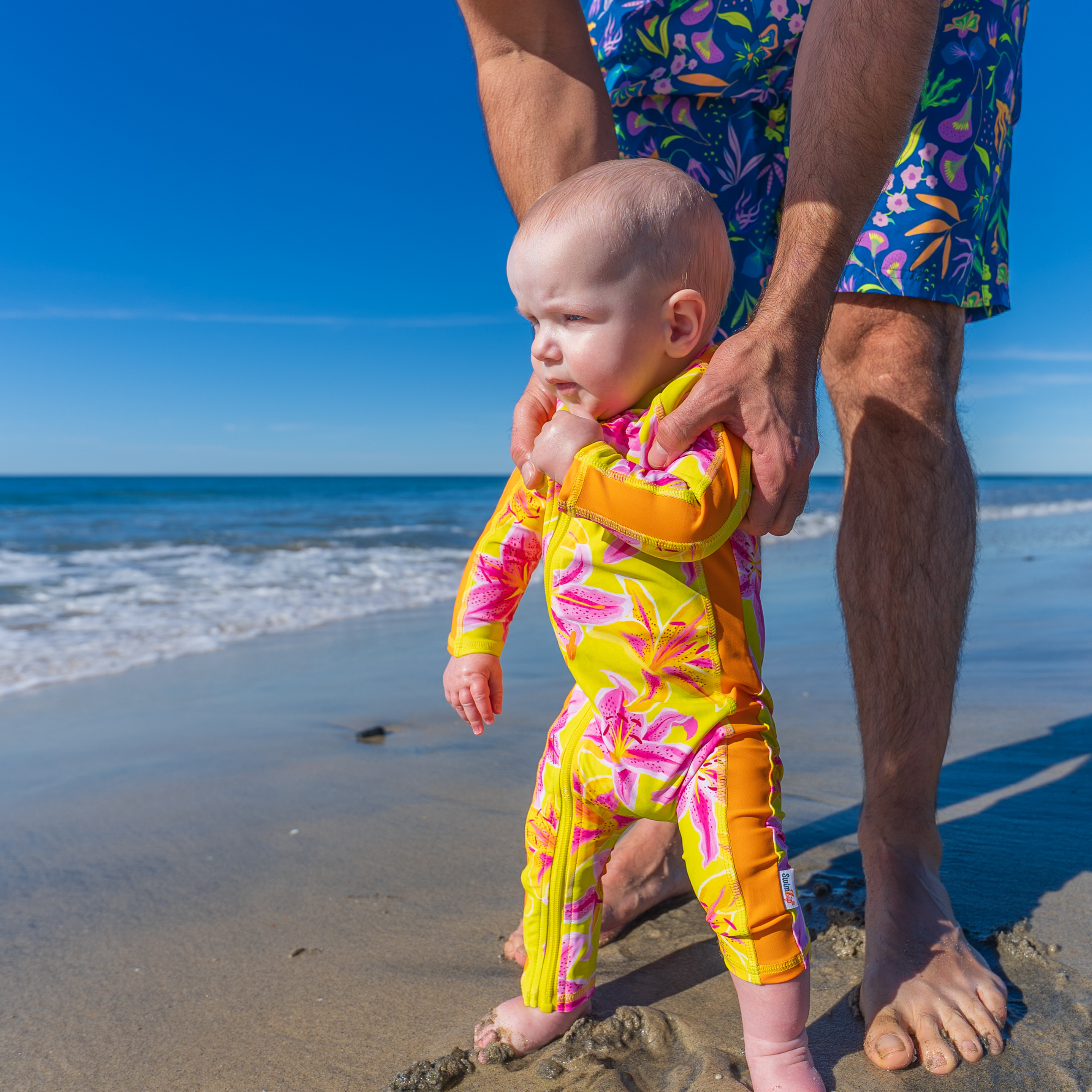 Sunsuit - Long Sleeve Romper Swimsuit | "Floral Takeover"-SwimZip UPF 50+ Sun Protective Swimwear & UV Zipper Rash Guards-pos3