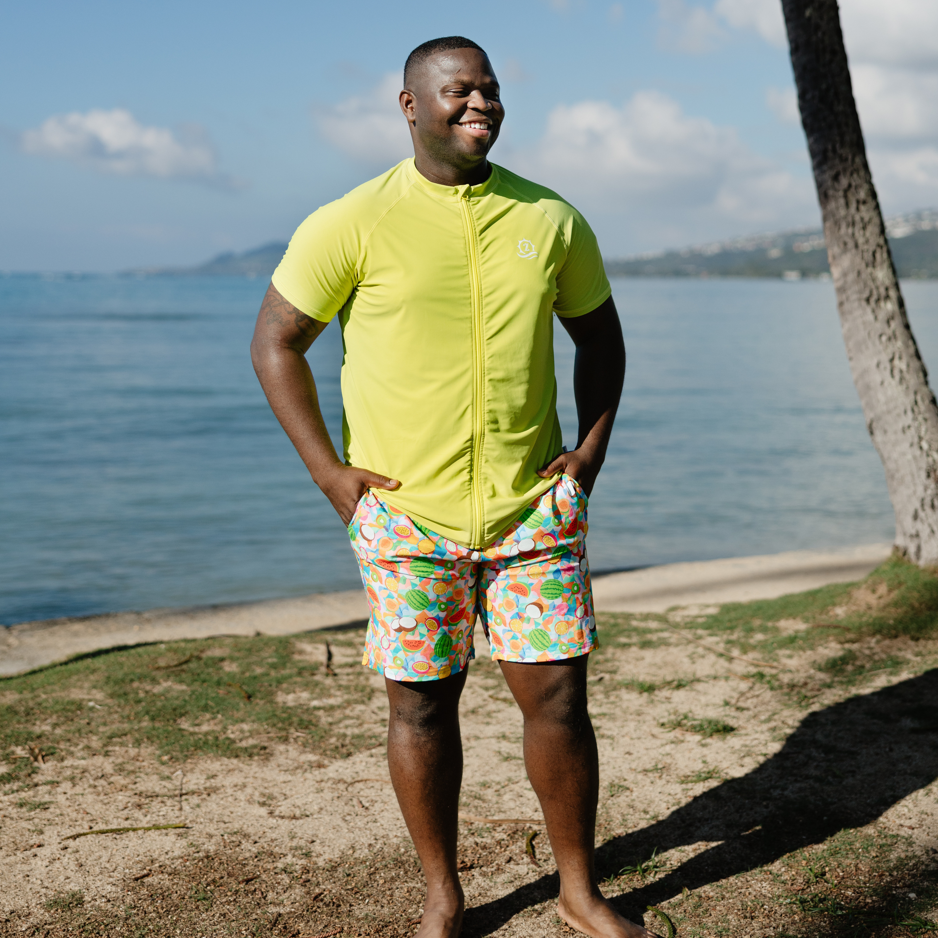 Men's 8" Swim Trunks Boxer Brief Liner | "Fruit Salad"-SwimZip UPF 50+ Sun Protective Swimwear & UV Zipper Rash Guards-pos3