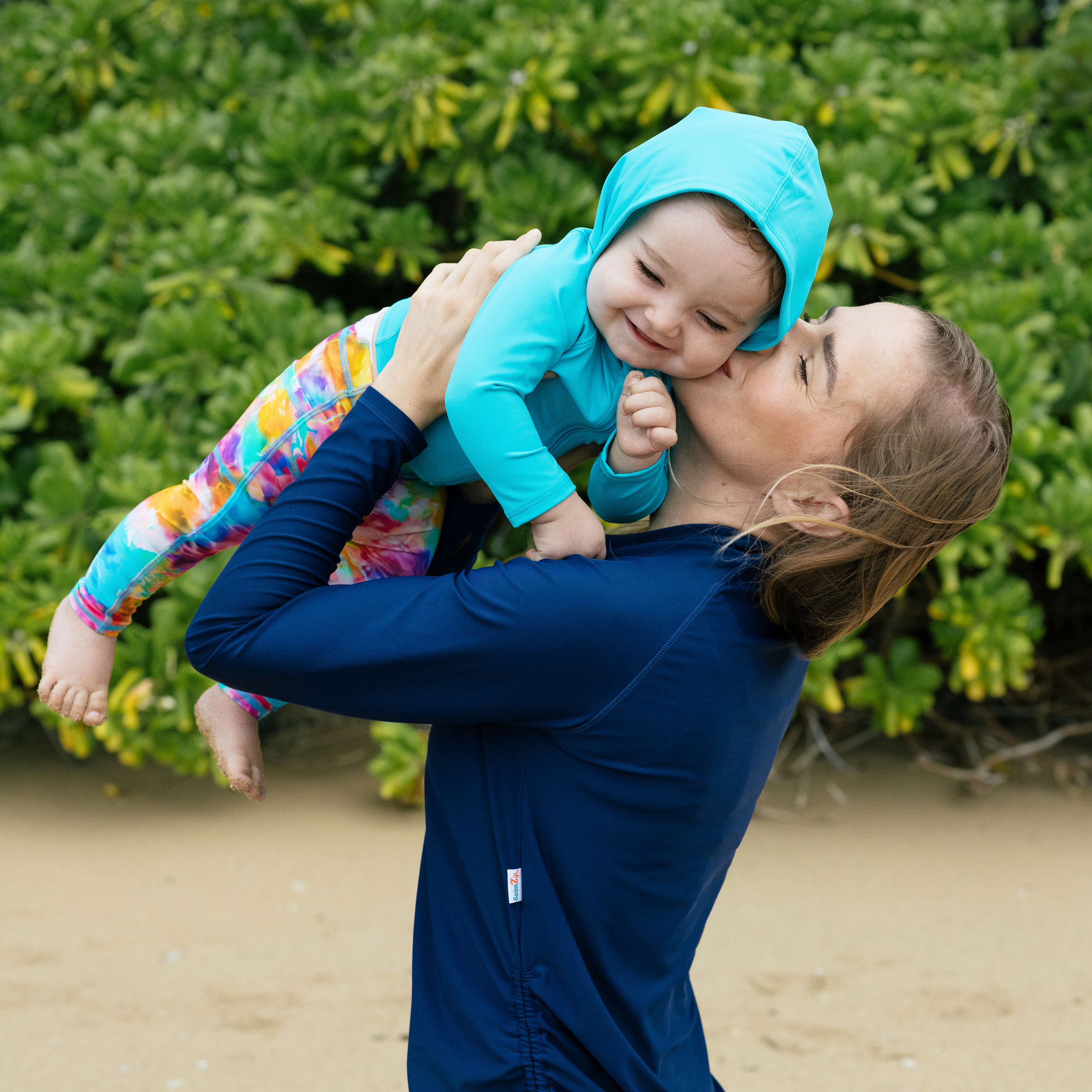 Kids Hooded Long Sleeve Zipper Rash Guard Swim Shirt | "Scuba Blue"-SwimZip UPF 50+ Sun Protective Swimwear & UV Zipper Rash Guards-pos3