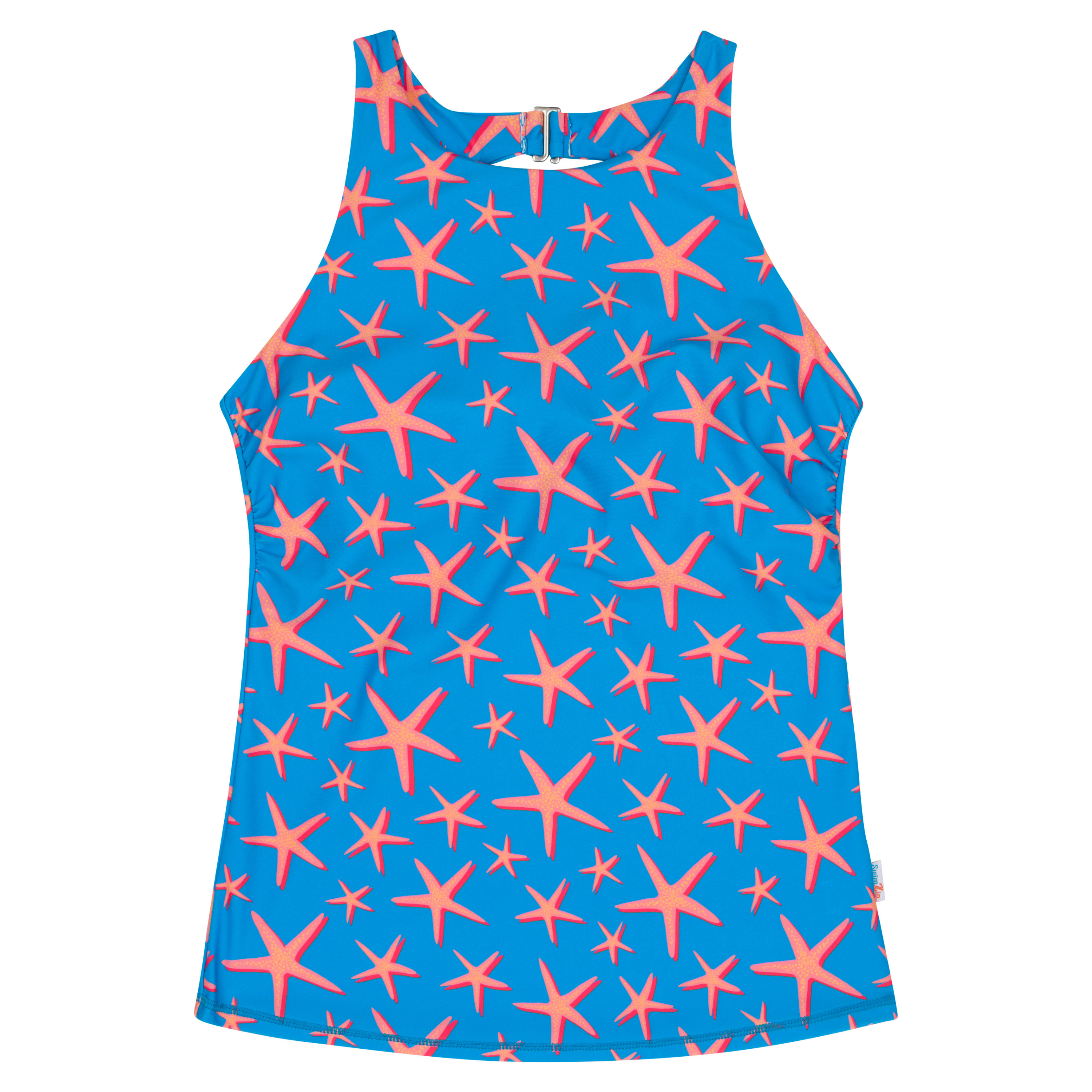 Women’s High Neck Fitted Tankini Top | “Starfish”-XS-Starfish-SwimZip UPF 50+ Sun Protective Swimwear & UV Zipper Rash Guards-pos1