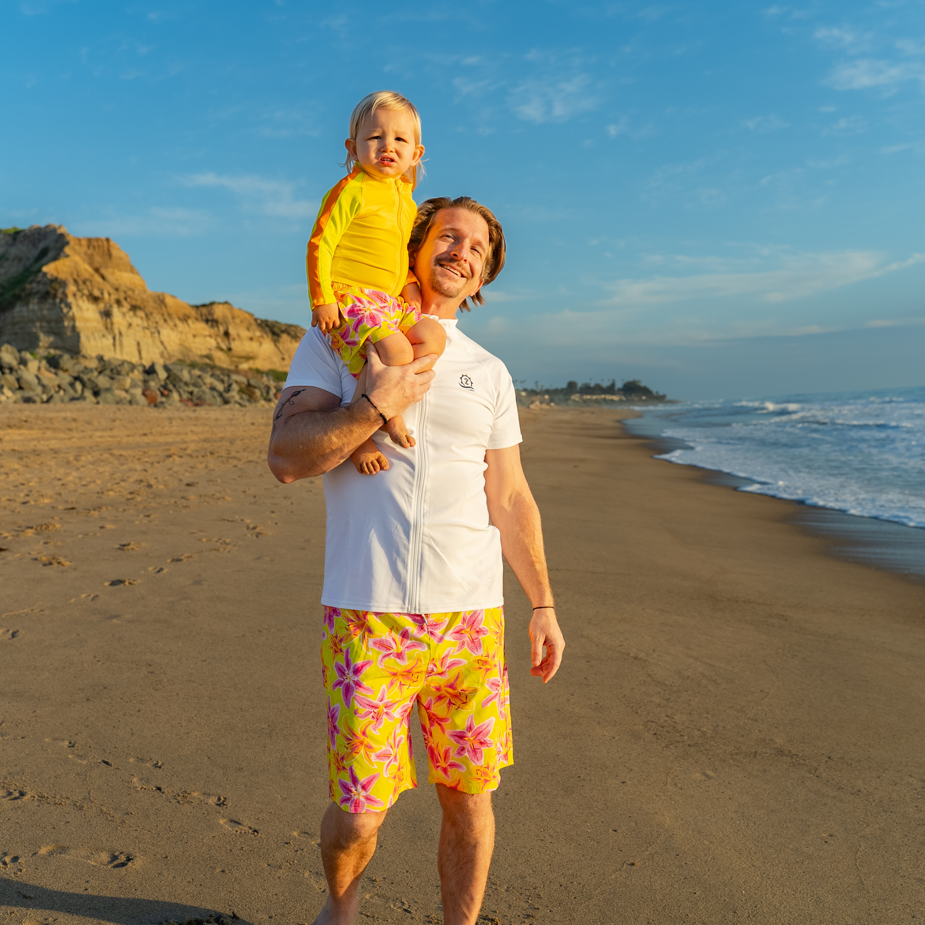 Boys Long Sleeve Zipper Rash Guard and Swim Trunk Set | "Floral Takeover"-SwimZip UPF 50+ Sun Protective Swimwear & UV Zipper Rash Guards-pos3