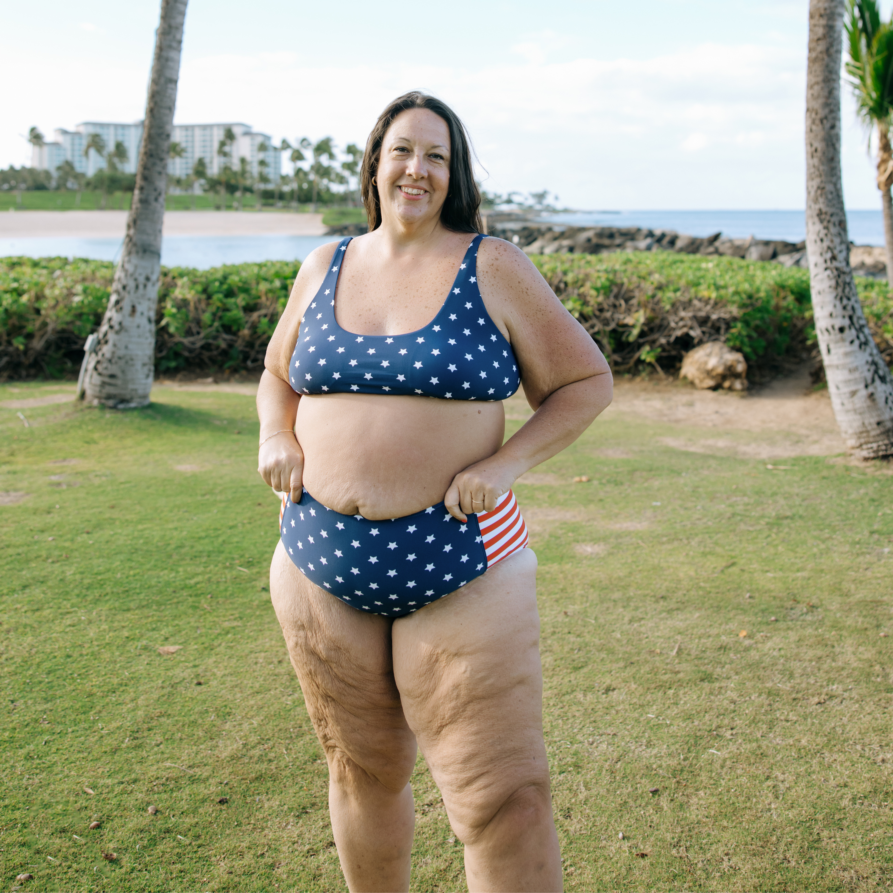 Women's High Waist Bikini Bottoms | "Americana"-SwimZip UPF 50+ Sun Protective Swimwear & UV Zipper Rash Guards-pos7