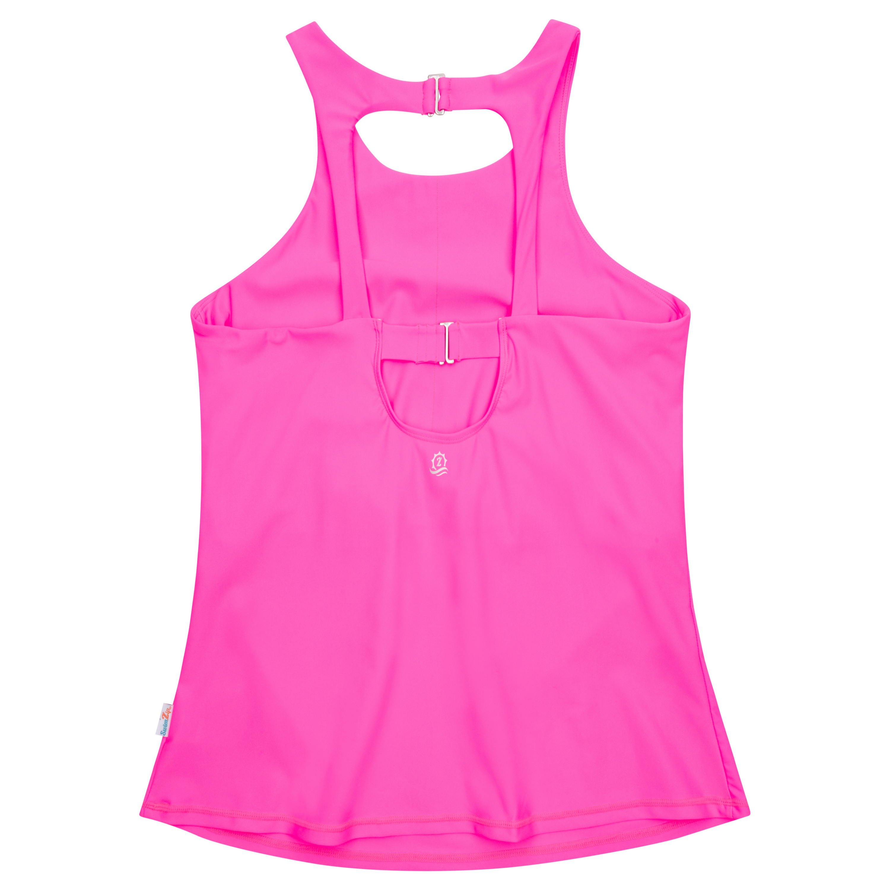 Women’s High Neck Fitted Tankini Top | “Neon Pink”-SwimZip UPF 50+ Sun Protective Swimwear & UV Zipper Rash Guards-pos8