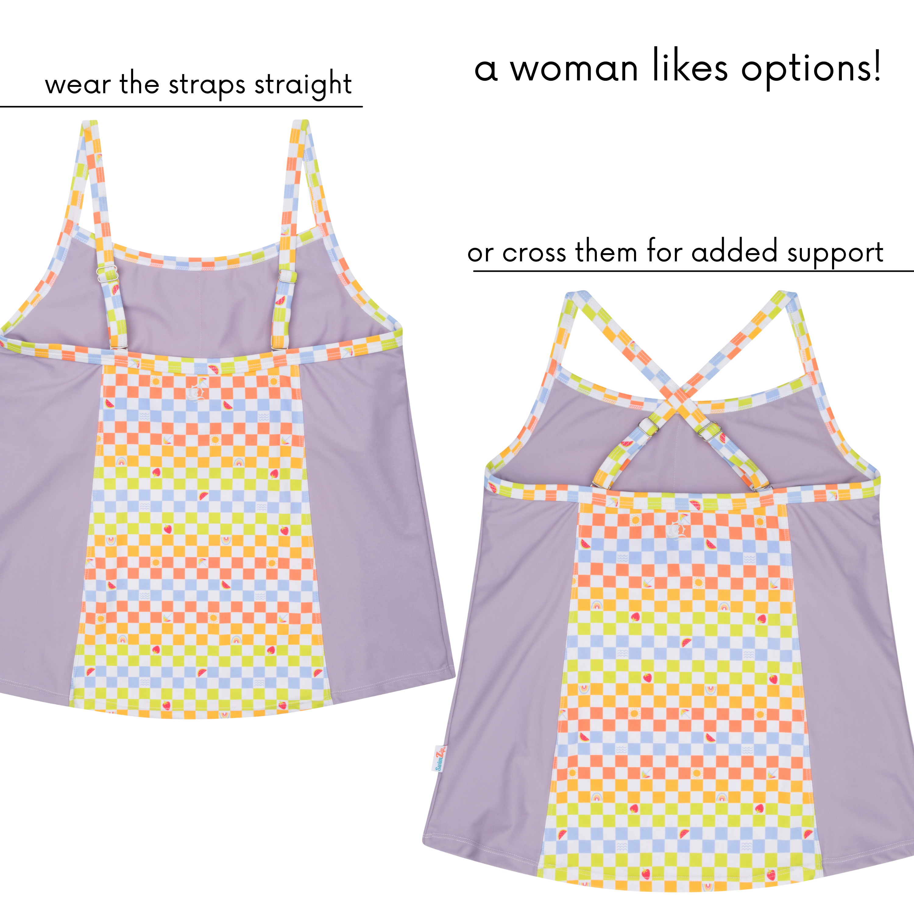 Women’s Strappy A-Line Tankini Top | “Gamified”-SwimZip UPF 50+ Sun Protective Swimwear & UV Zipper Rash Guards-pos7