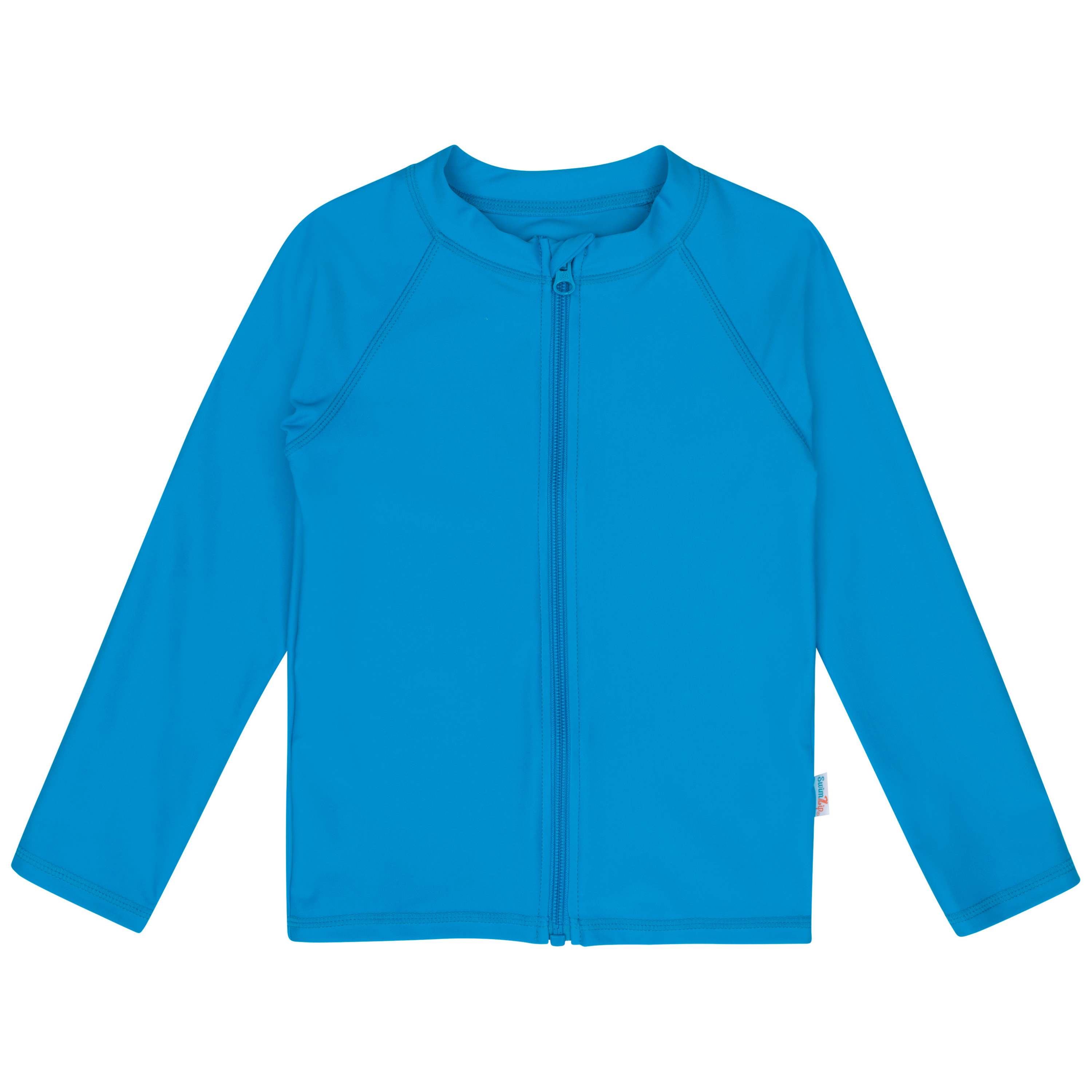Kids UPF 50+ Long Sleeve Zipper Rash Guard Swim Shirt | "Blue Danube"-6-12 Month-Blue Danube-SwimZip UPF 50+ Sun Protective Swimwear & UV Zipper Rash Guards-pos1
