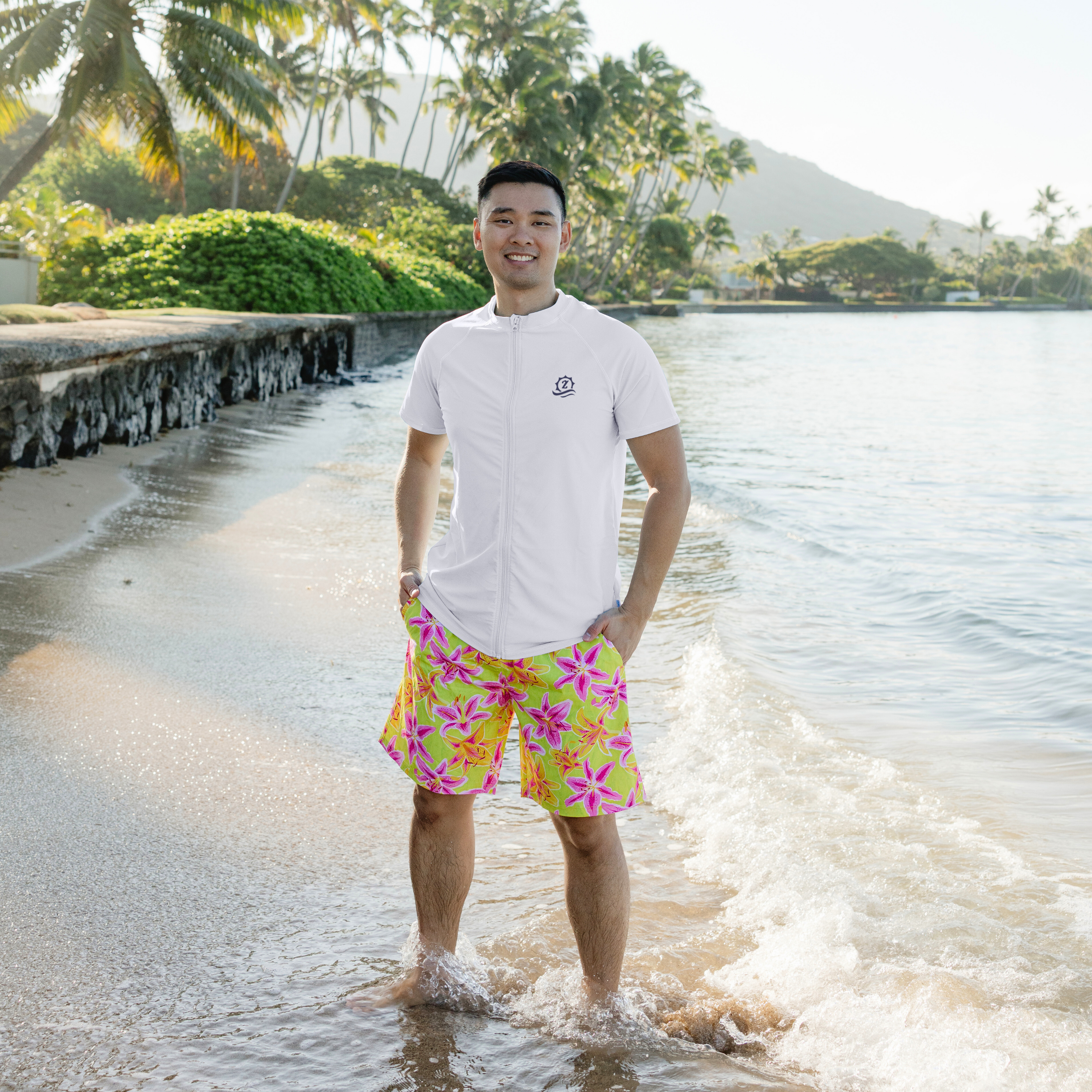 Men's 8" Swim Trunks Boxer Brief Liner | "Floral Takeover"-SwimZip UPF 50+ Sun Protective Swimwear & UV Zipper Rash Guards-pos3