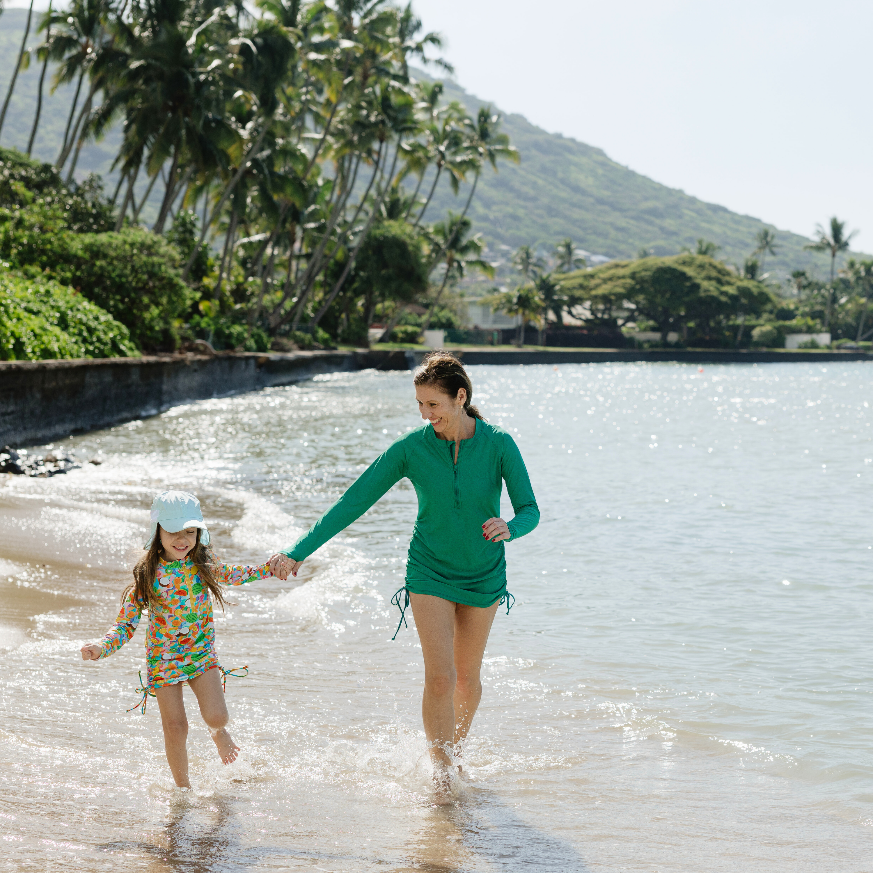 Girls Long Sleeve Swim Dress Cover Up | "Fruit Salad"-SwimZip UPF 50+ Sun Protective Swimwear & UV Zipper Rash Guards-pos3