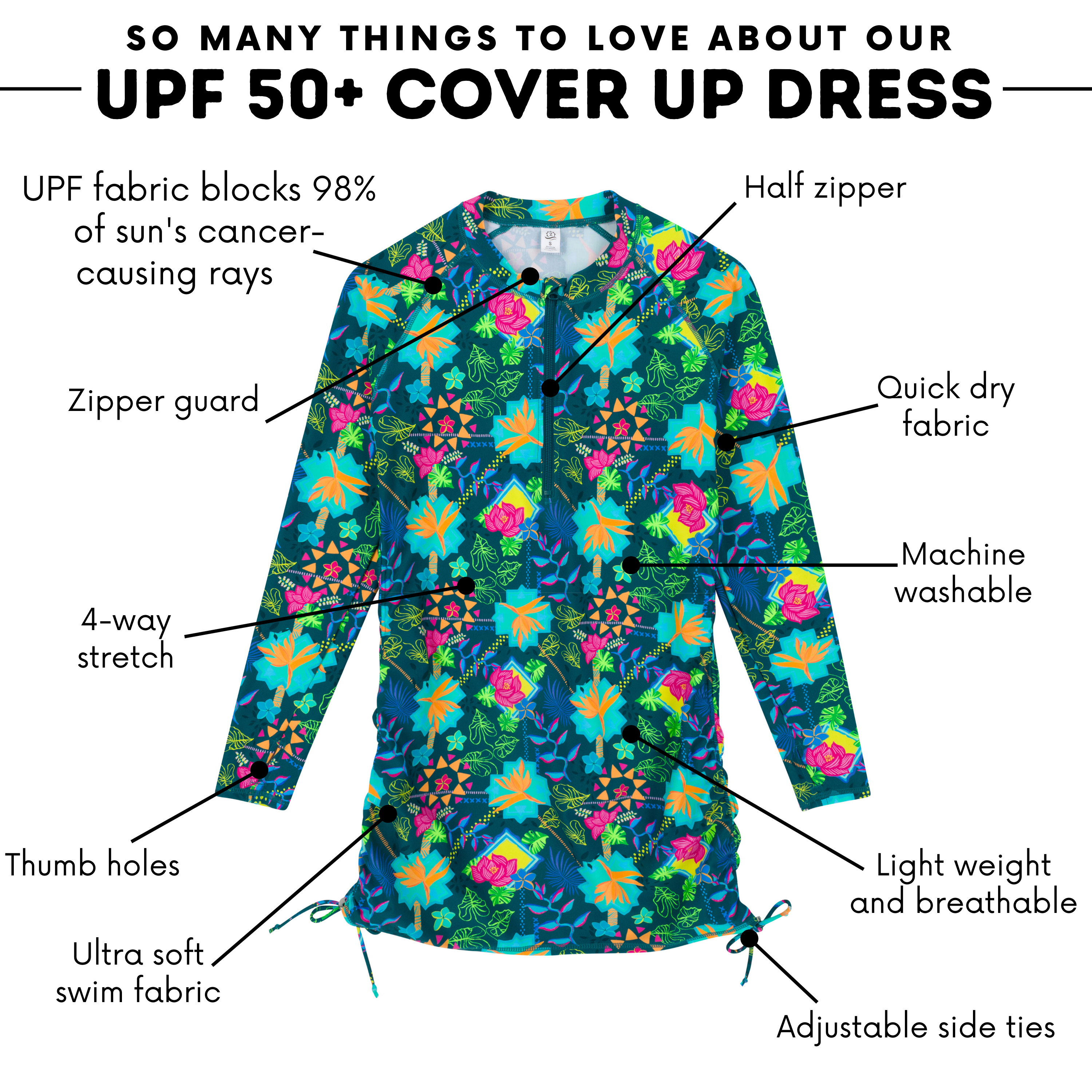 Women's Half Zip Swim Dress Cover Up | "Summer Max"-SwimZip UPF 50+ Sun Protective Swimwear & UV Zipper Rash Guards-pos4