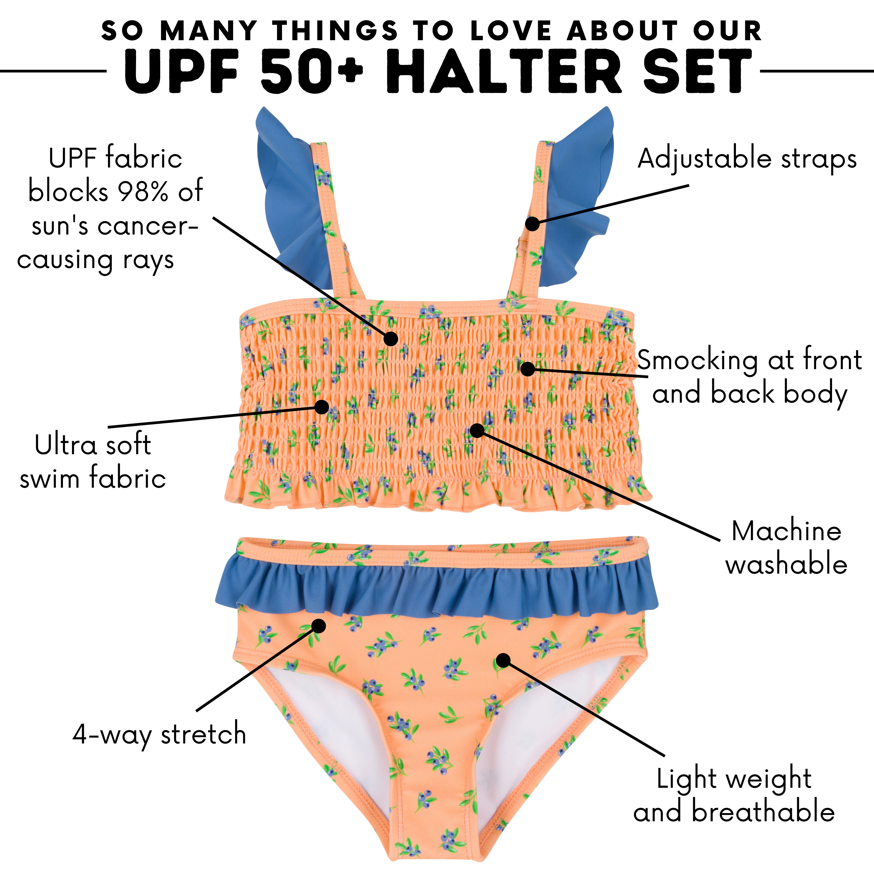 Girls Smocked Bikini (2 Piece) - "Berry Bliss"-SwimZip UPF 50+ Sun Protective Swimwear & UV Zipper Rash Guards-pos4