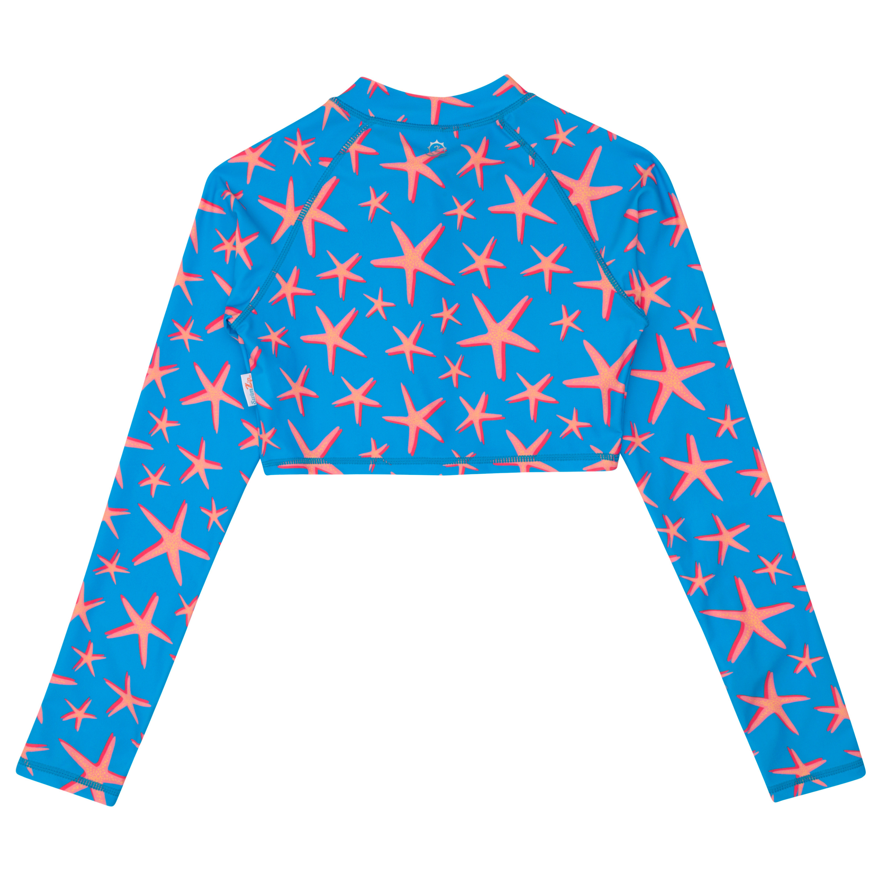 Girls Long Sleeve Crop Rash Guard | "Starfish"-SwimZip UPF 50+ Sun Protective Swimwear & UV Zipper Rash Guards-pos8