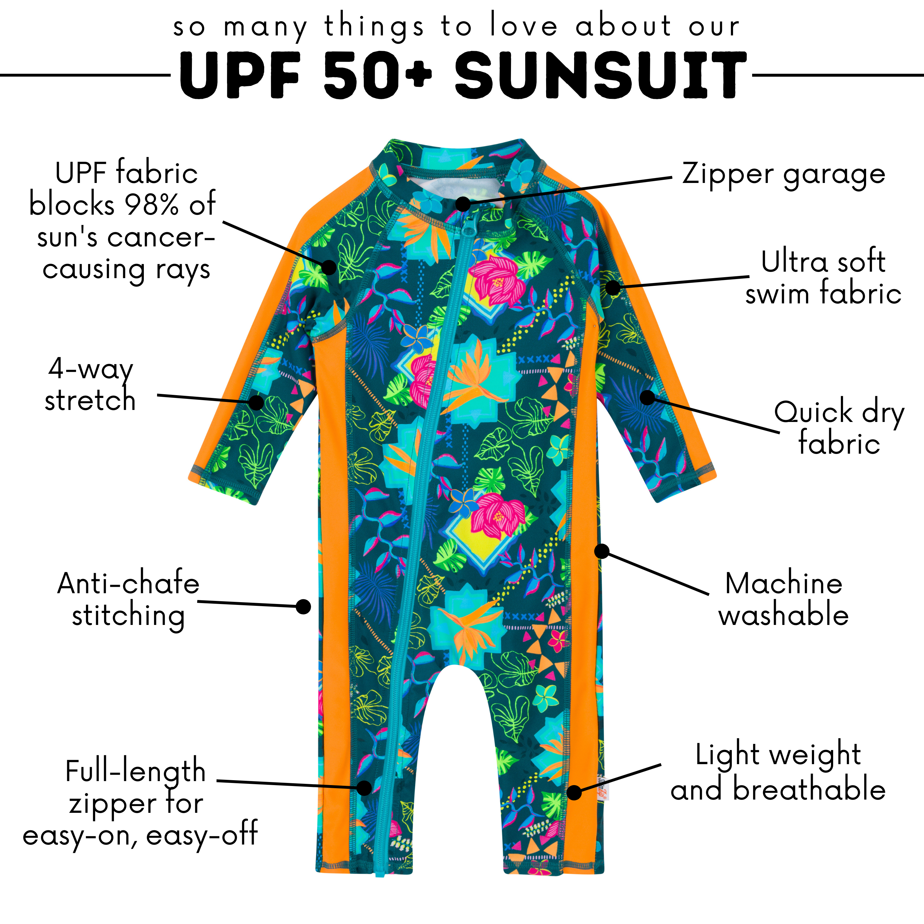Sunsuit - Long Sleeve Romper Swimsuit | "Summer Max"-SwimZip UPF 50+ Sun Protective Swimwear & UV Zipper Rash Guards-pos4