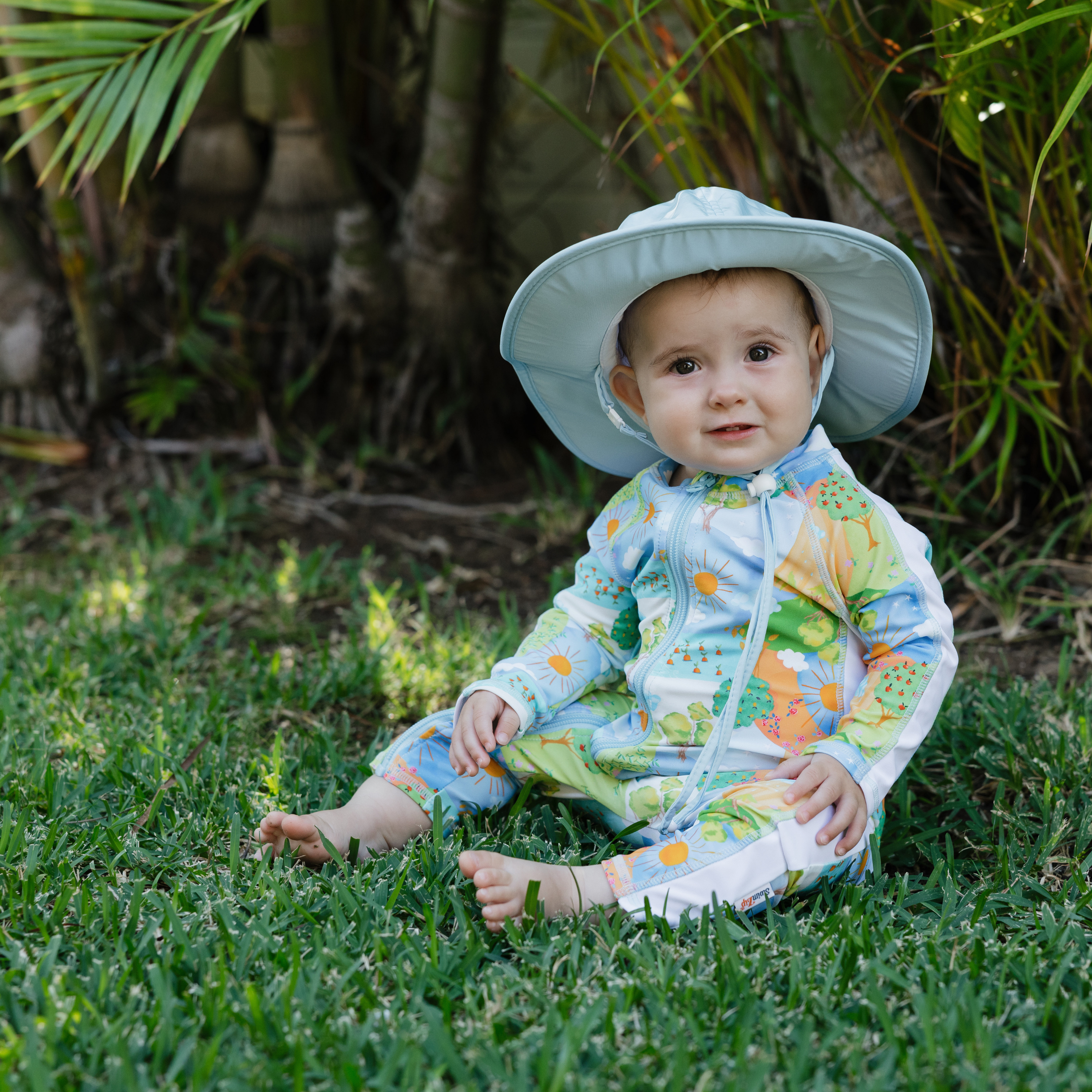 Kids Wide Brim Sun Hat "Fun Sun Day Play Hat" - Dream Blue-SwimZip UPF 50+ Sun Protective Swimwear & UV Zipper Rash Guards-pos2