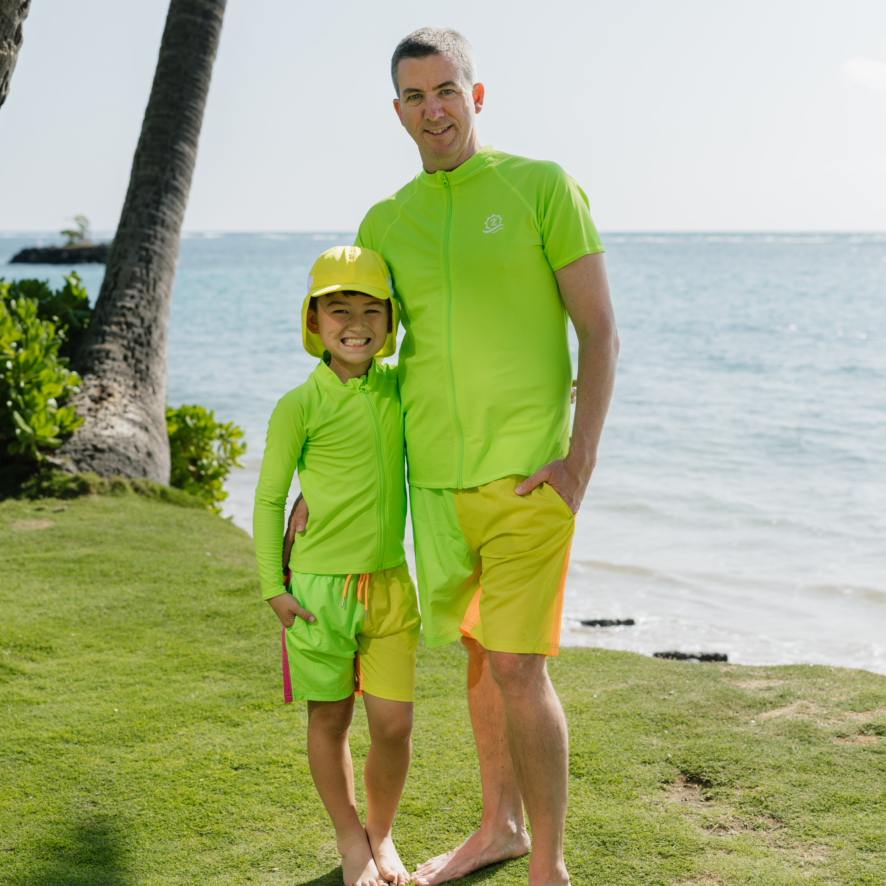 Kids UPF 50+ Long Sleeve Zipper Rash Guard Swim Shirt | "Electric Green"-SwimZip UPF 50+ Sun Protective Swimwear & UV Zipper Rash Guards-pos8