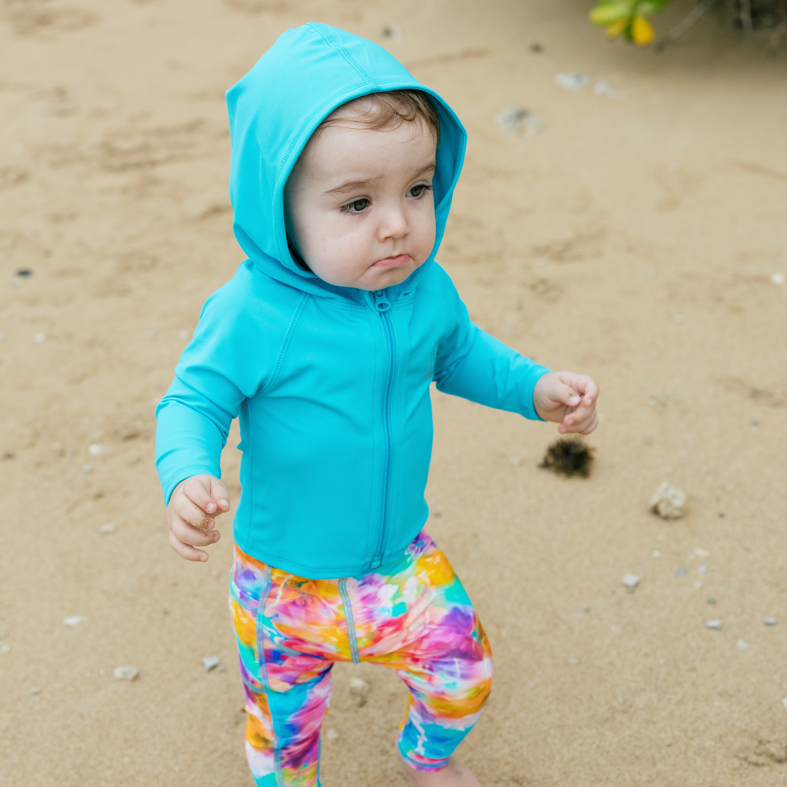 Kids Hooded Long Sleeve Zipper Rash Guard Swim Shirt | "Scuba Blue"-SwimZip UPF 50+ Sun Protective Swimwear & UV Zipper Rash Guards-pos8