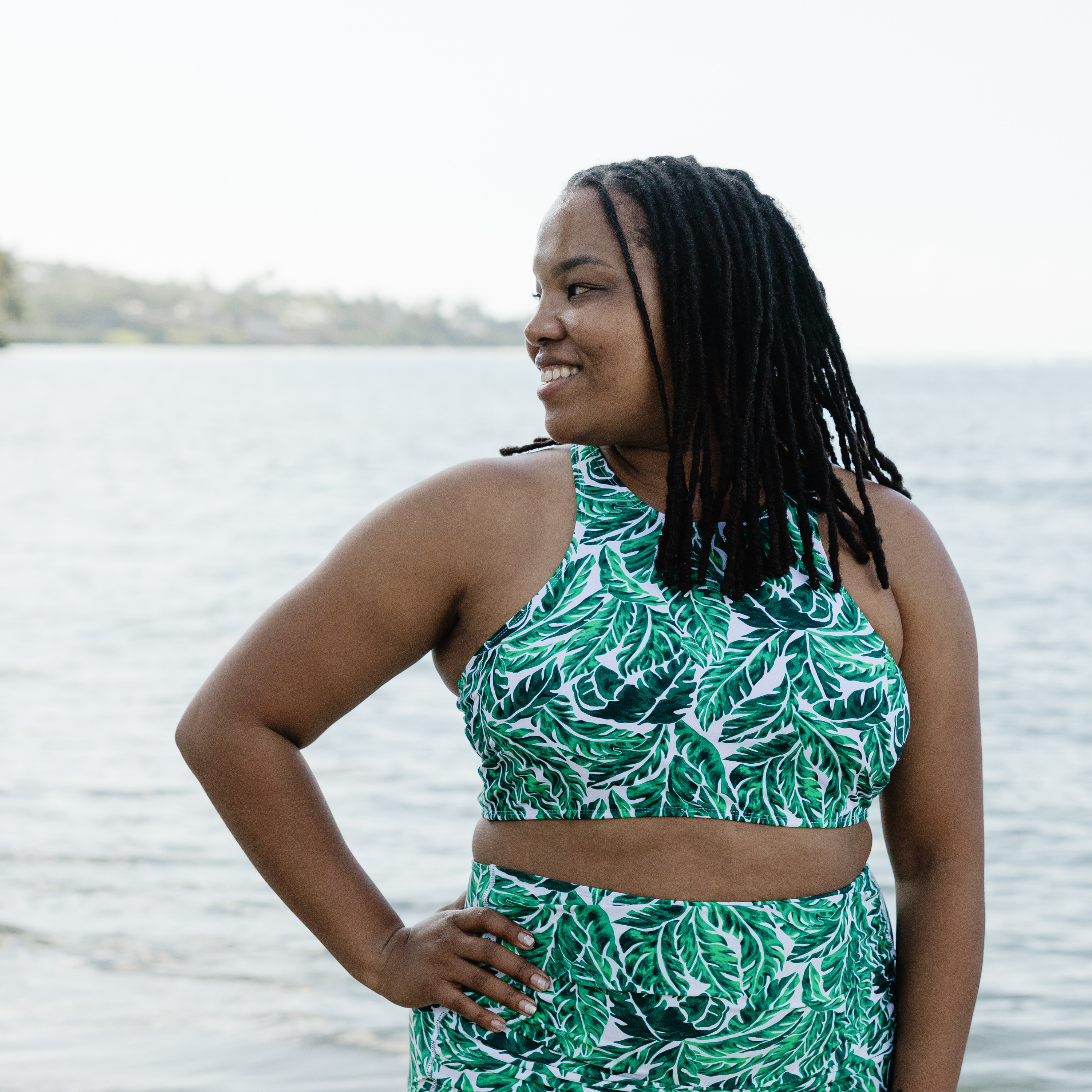 Women's Halter Bikini Top | "Palm Leaf"-SwimZip UPF 50+ Sun Protective Swimwear & UV Zipper Rash Guards-pos10