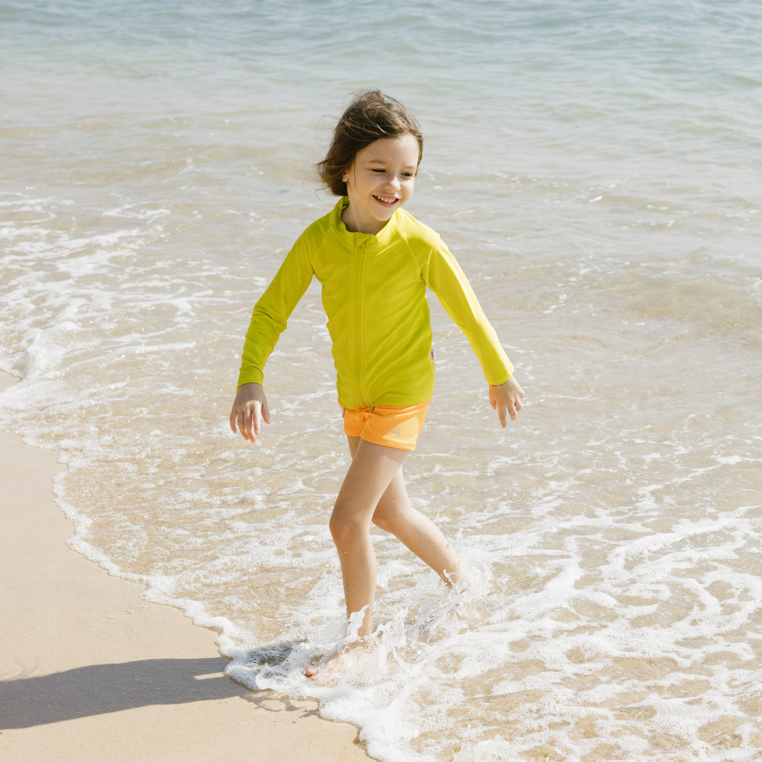 Kids Euro Swim Shorties | "Orange"-SwimZip UPF 50+ Sun Protective Swimwear & UV Zipper Rash Guards-pos3